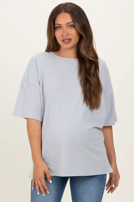 Heather Grey Cotton Oversized Maternity Tee sold by Pinkblush