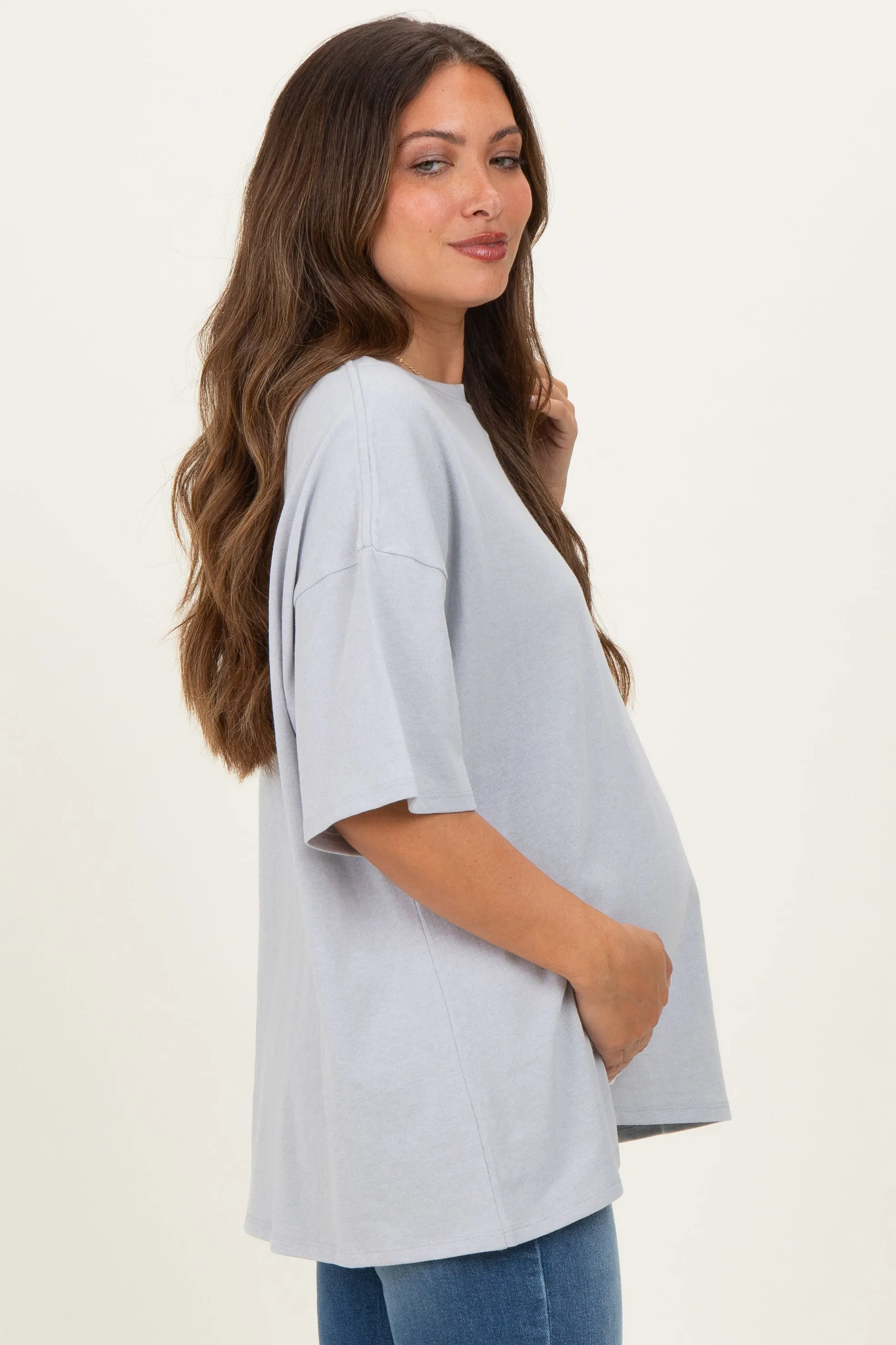 Heather Grey Cotton Oversized Maternity Tee sold by Pinkblush product image thumbnail 3