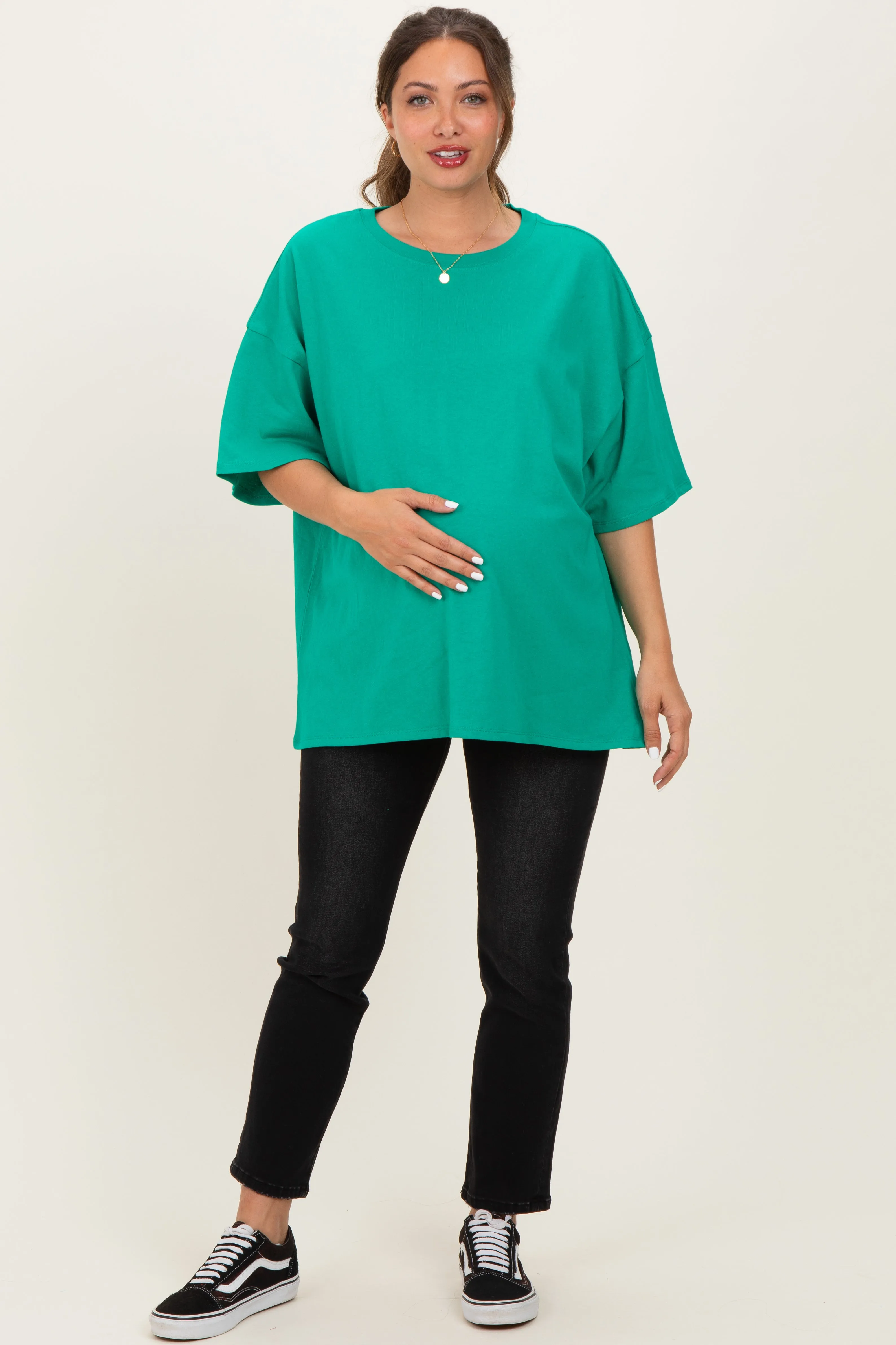 Kelly Green Cotton Oversized Maternity Tee sold by Pinkblush product image thumbnail 2