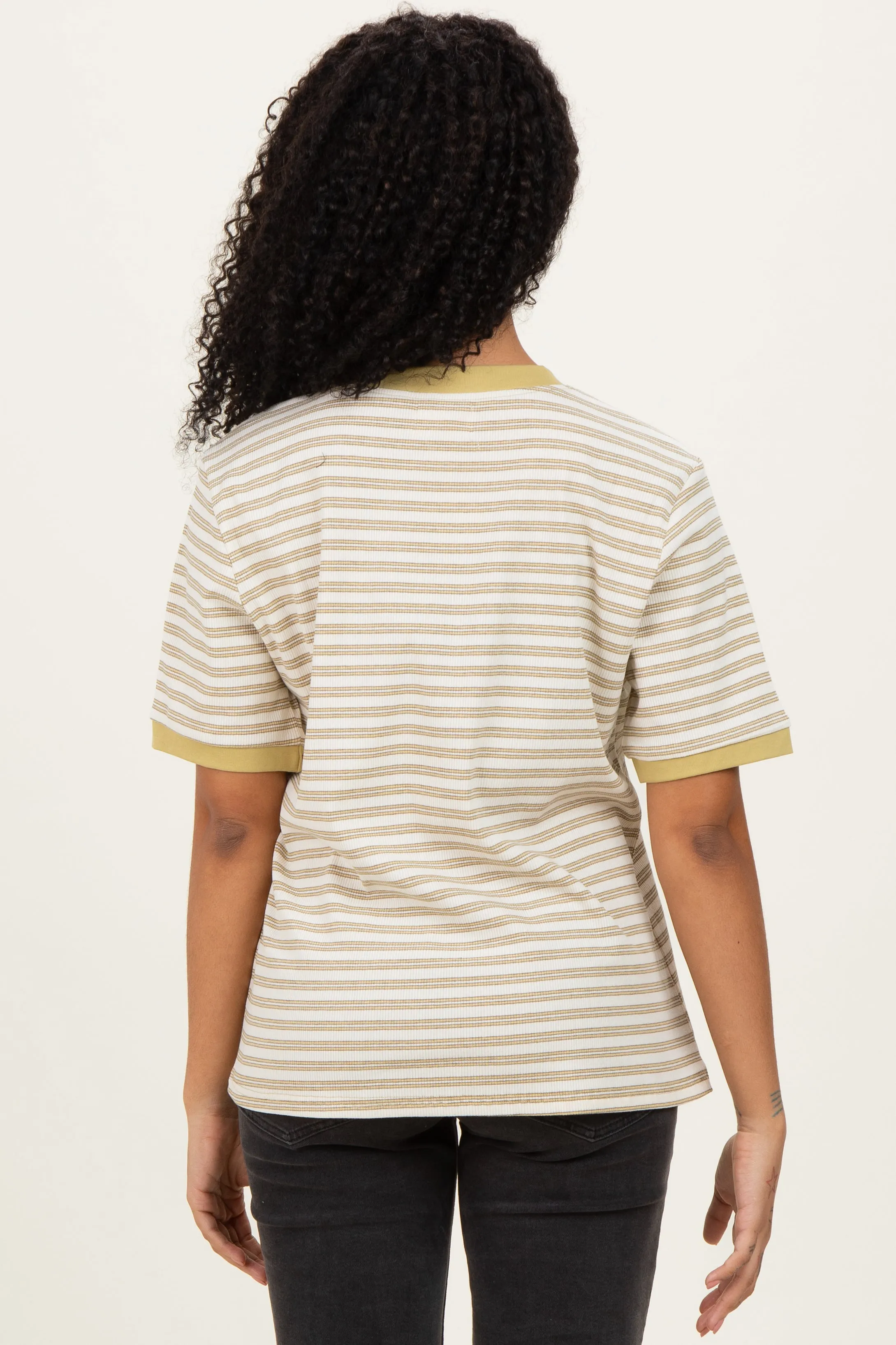 Yellow Striped Short Sleeve T-Shirt sold by Pinkblush product image thumbnail 4