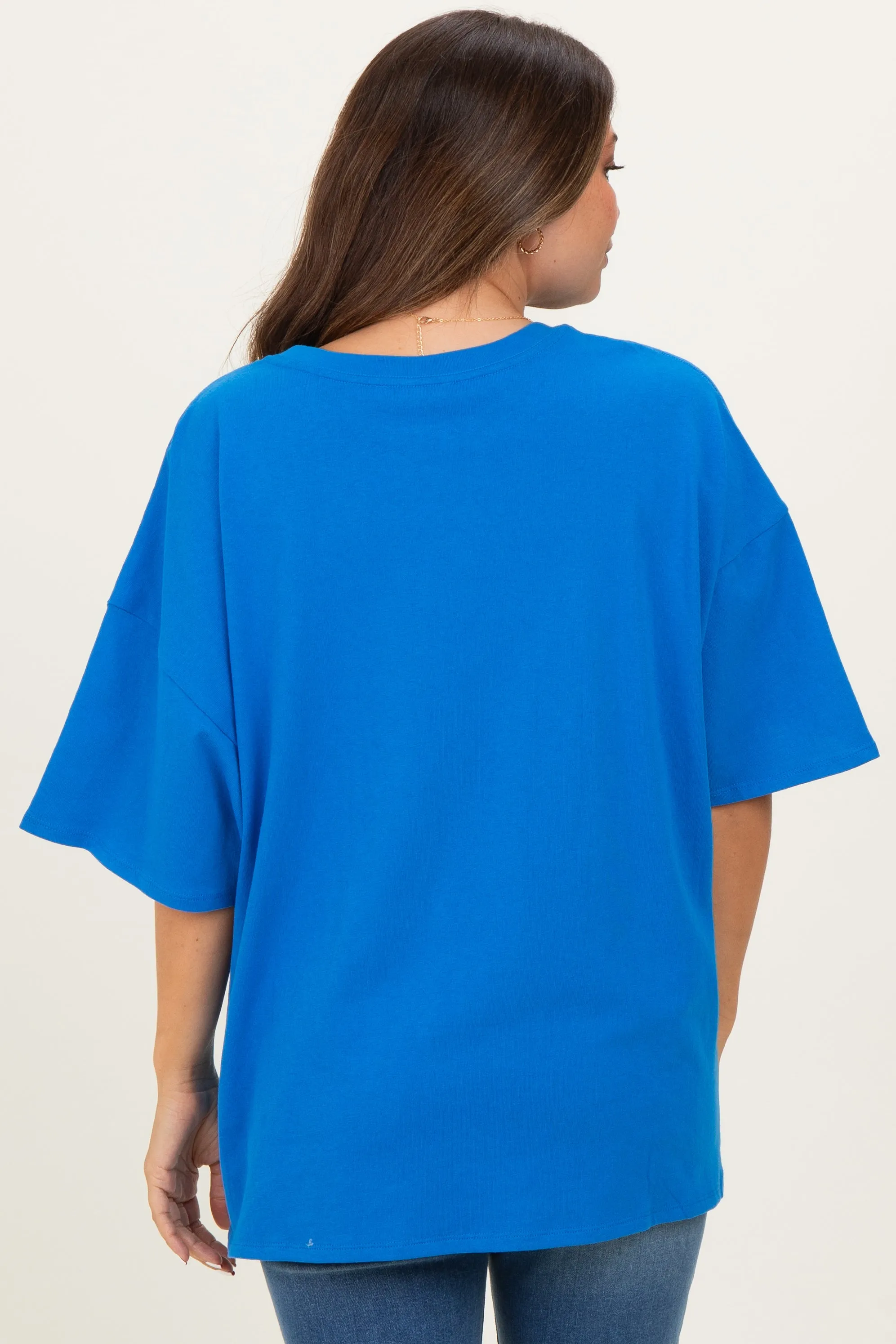Ocean Blue Cotton Oversized Maternity Tee sold by Pinkblush product image thumbnail 4