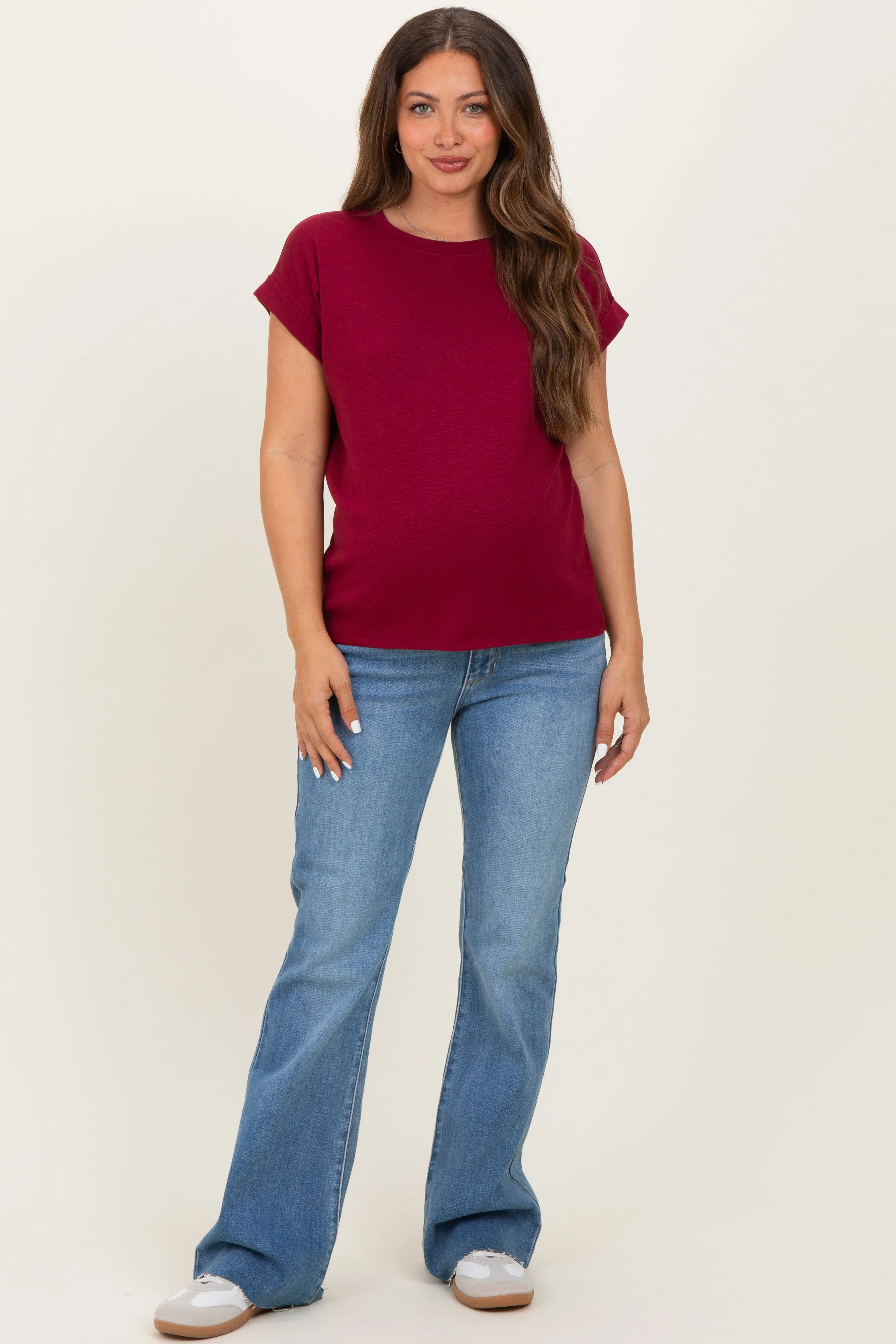 Cabernet Rolled Short Sleeve Maternity Tee sold by Pinkblush product image thumbnail 2