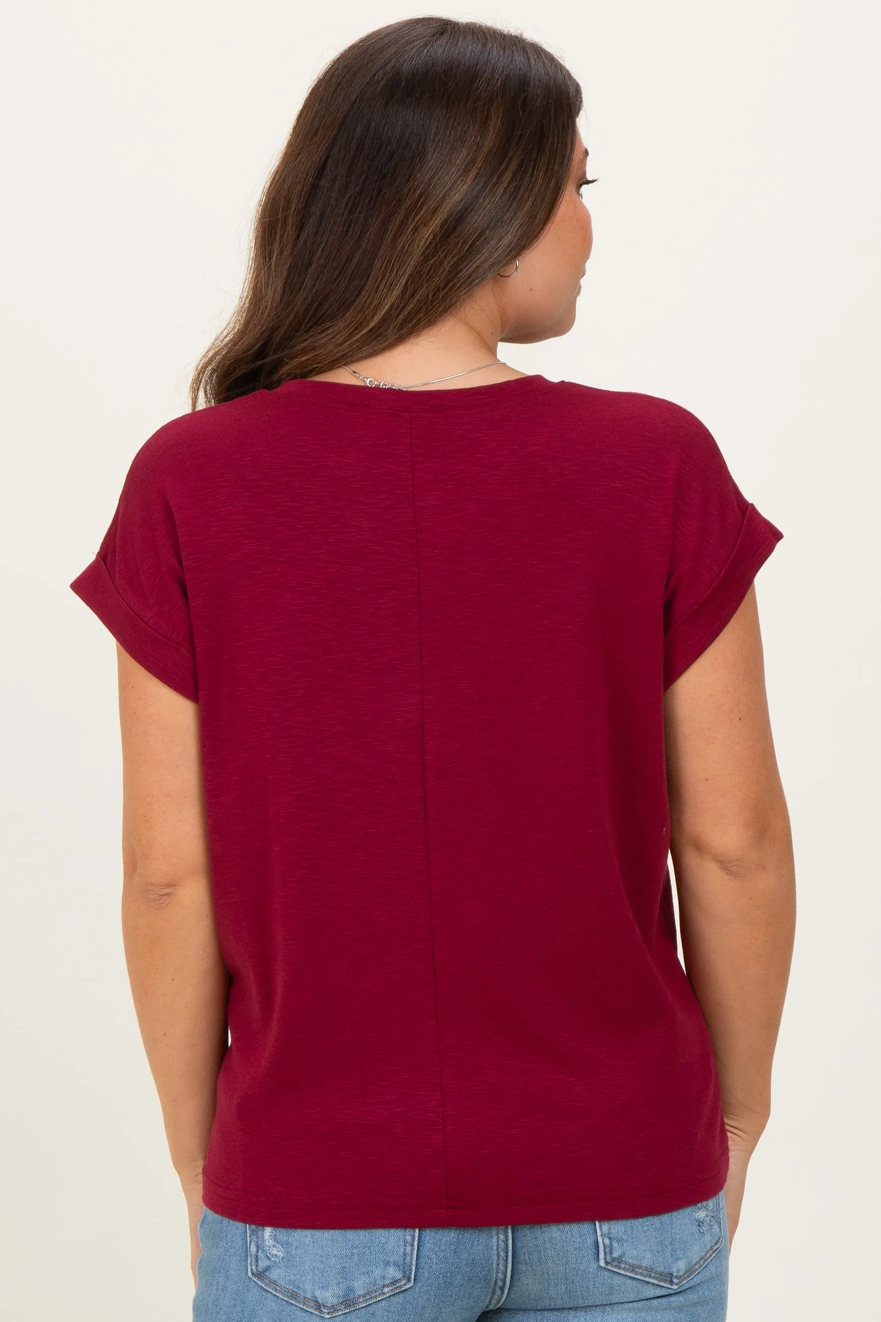 Cabernet Rolled Short Sleeve Maternity Tee sold by Pinkblush product image thumbnail 4