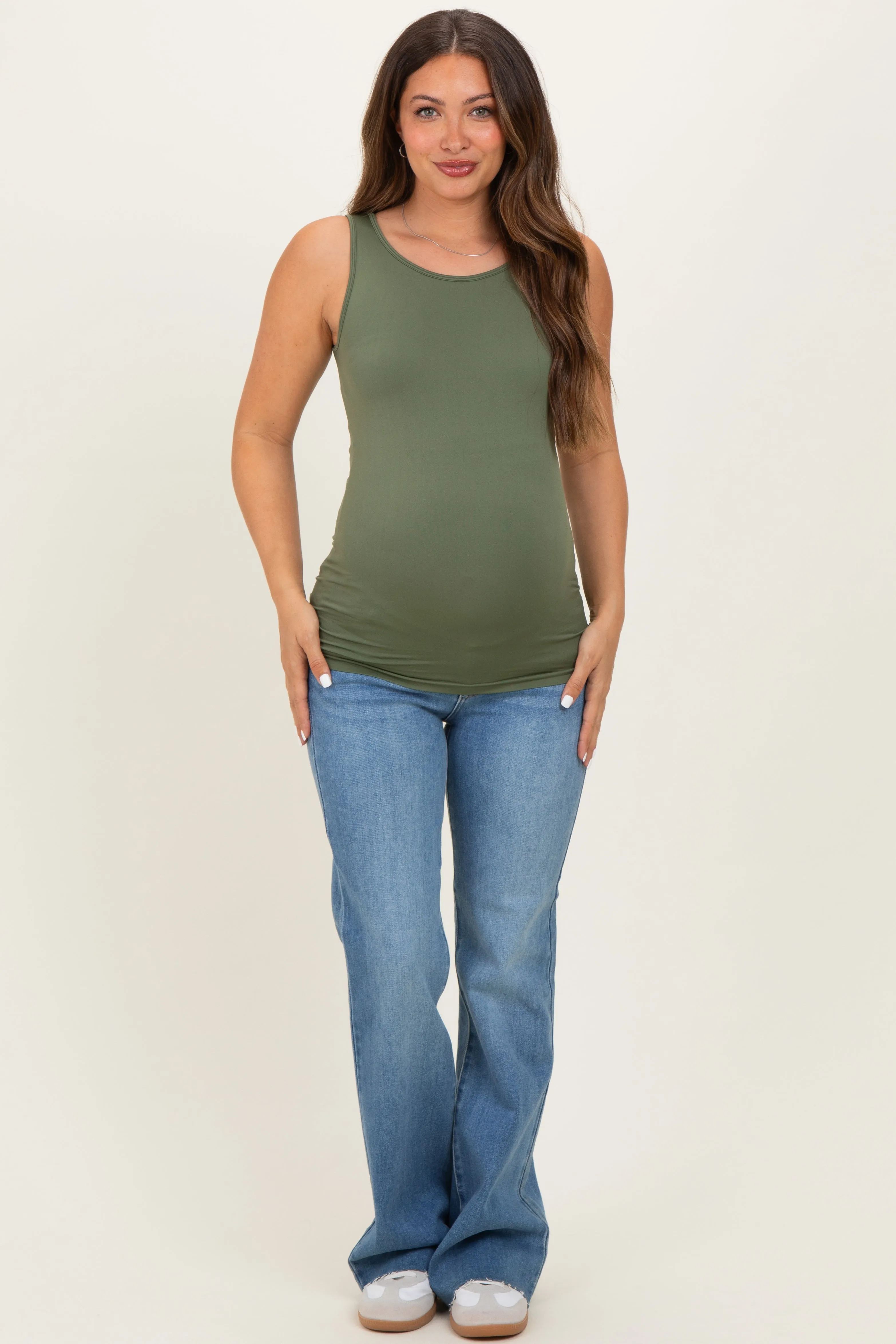 Olive Basic Seamless Maternity Tank sold by Pinkblush product image thumbnail 2