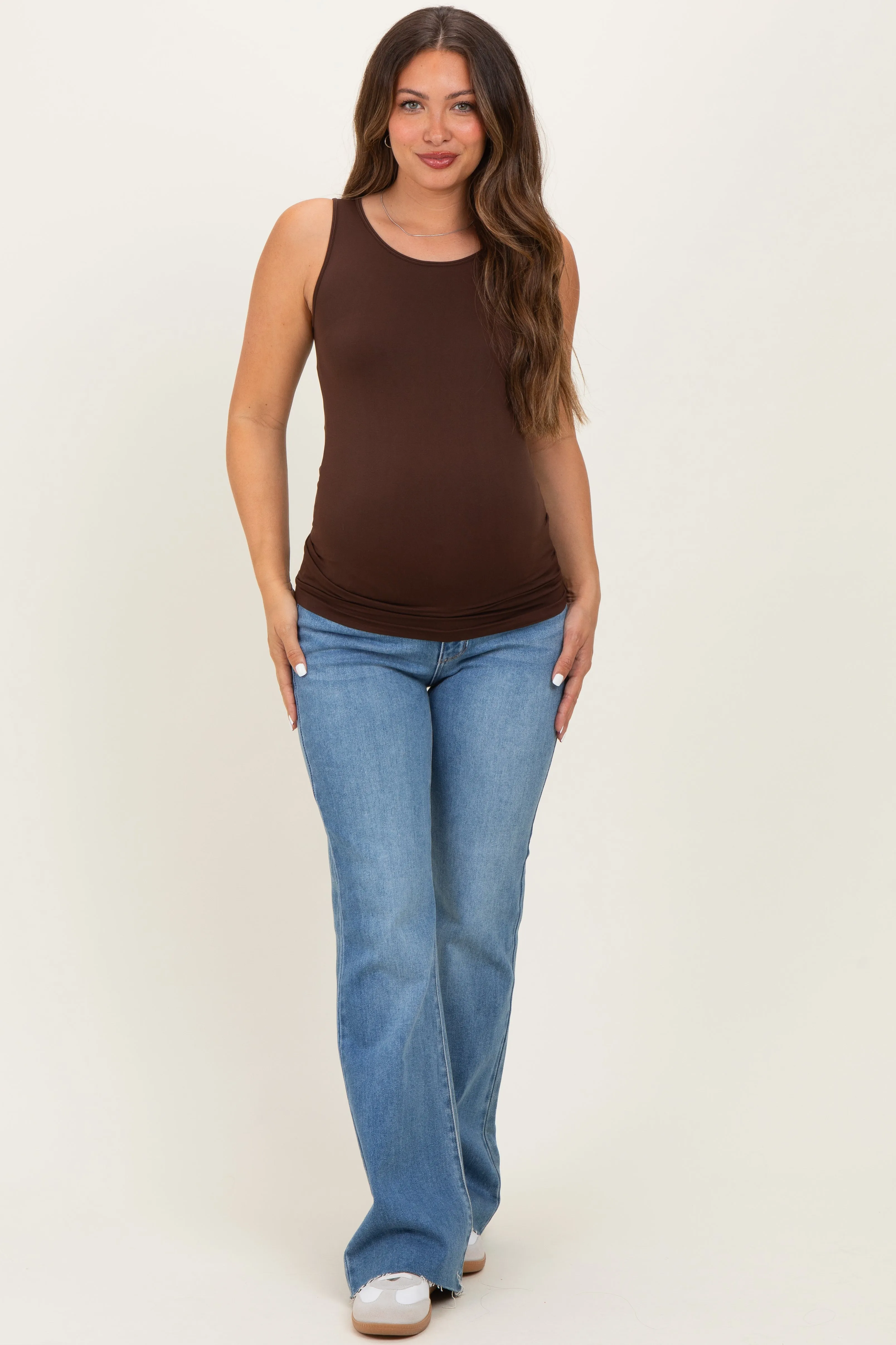 Brown Basic Seamless Maternity Tank sold by Pinkblush product image thumbnail 2