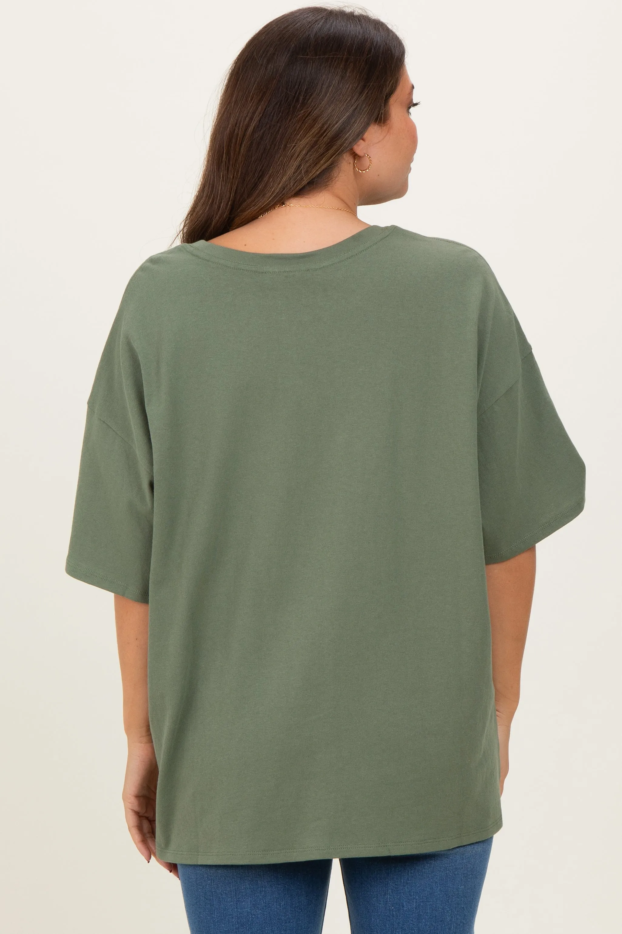 Light Olive Cotton Oversized Maternity Tee sold by Pinkblush product image thumbnail 4