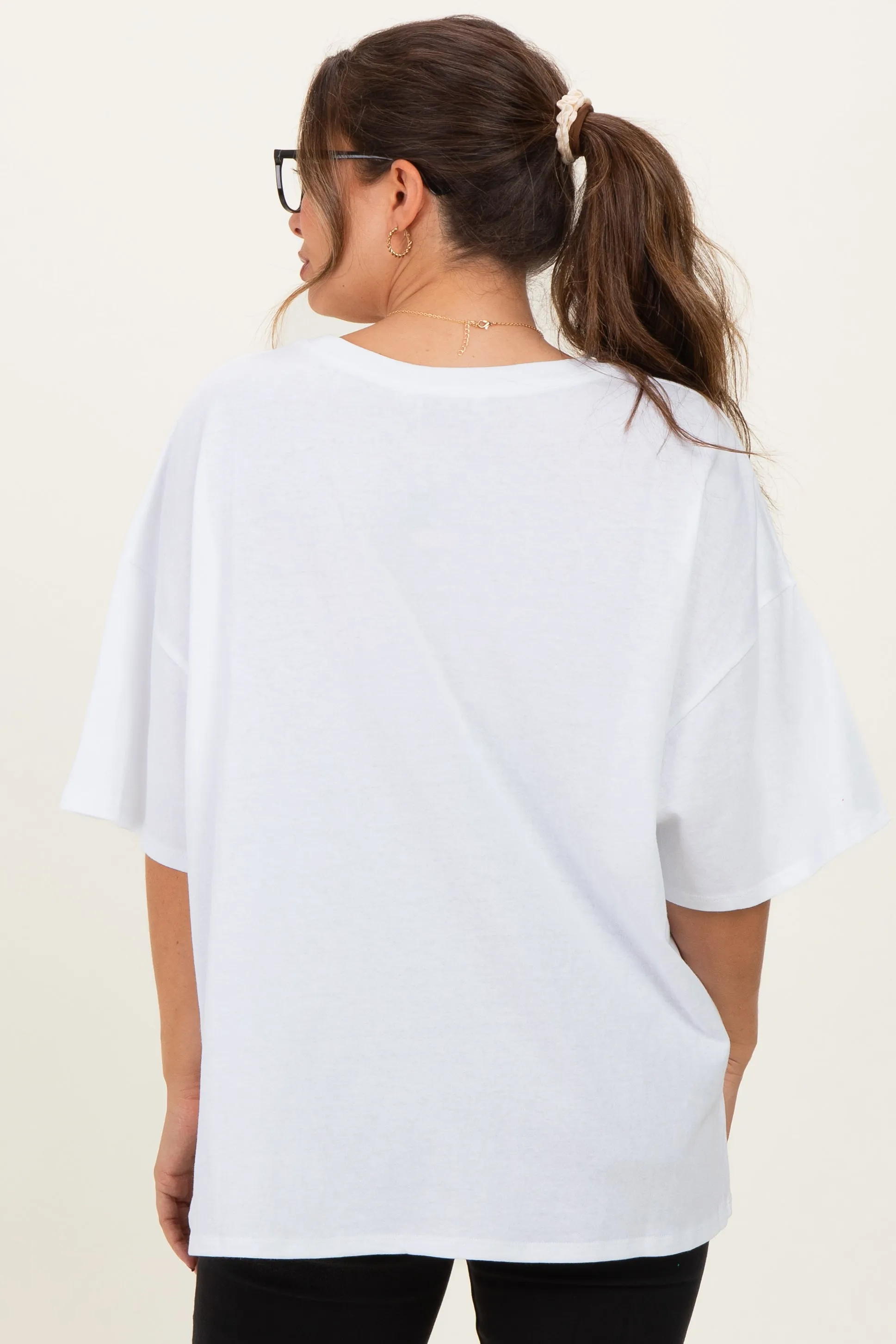 White Cotton Oversized Maternity Tee sold by Pinkblush product image thumbnail 4