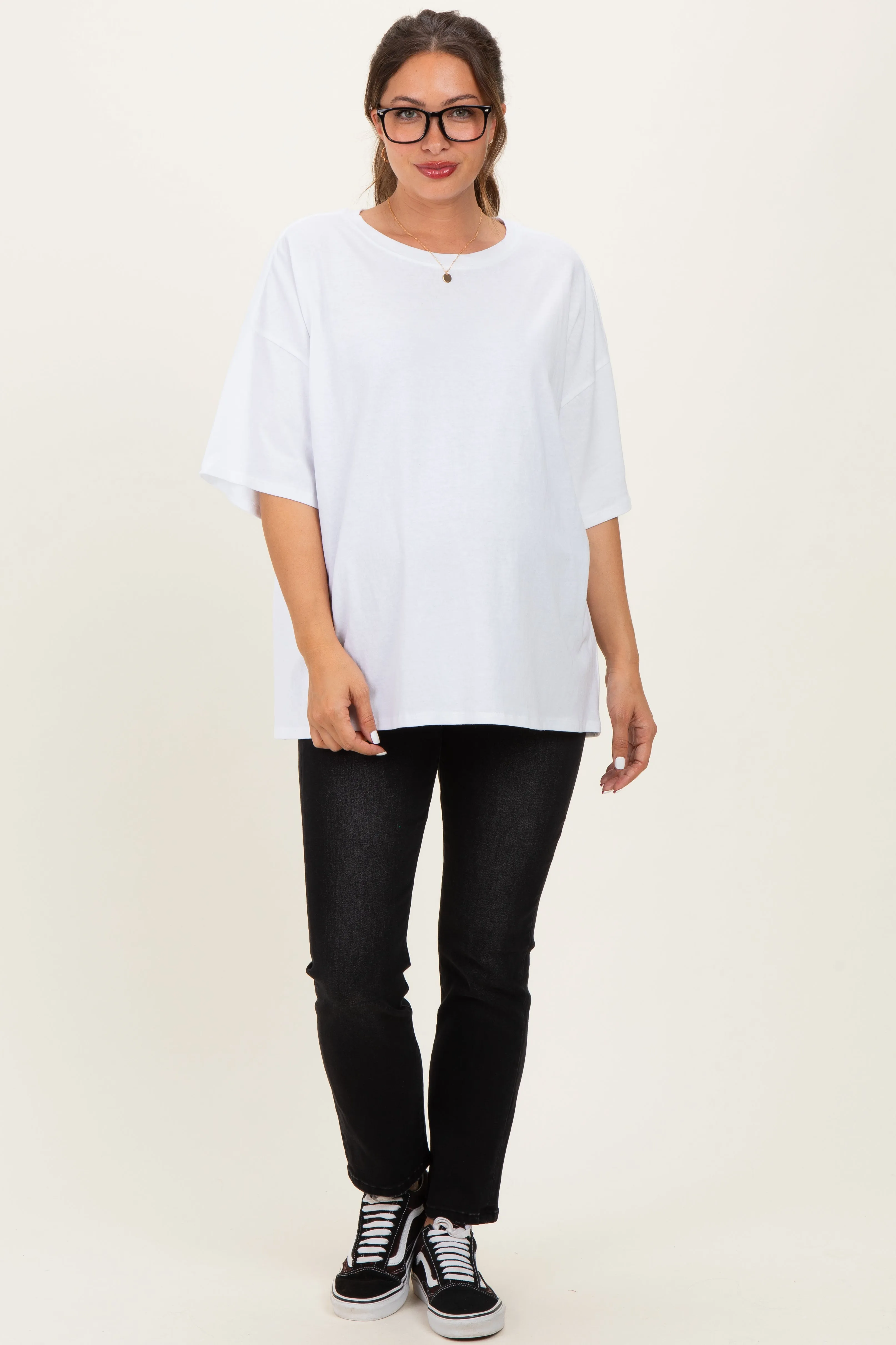 White Cotton Oversized Maternity Tee sold by Pinkblush product image thumbnail 2