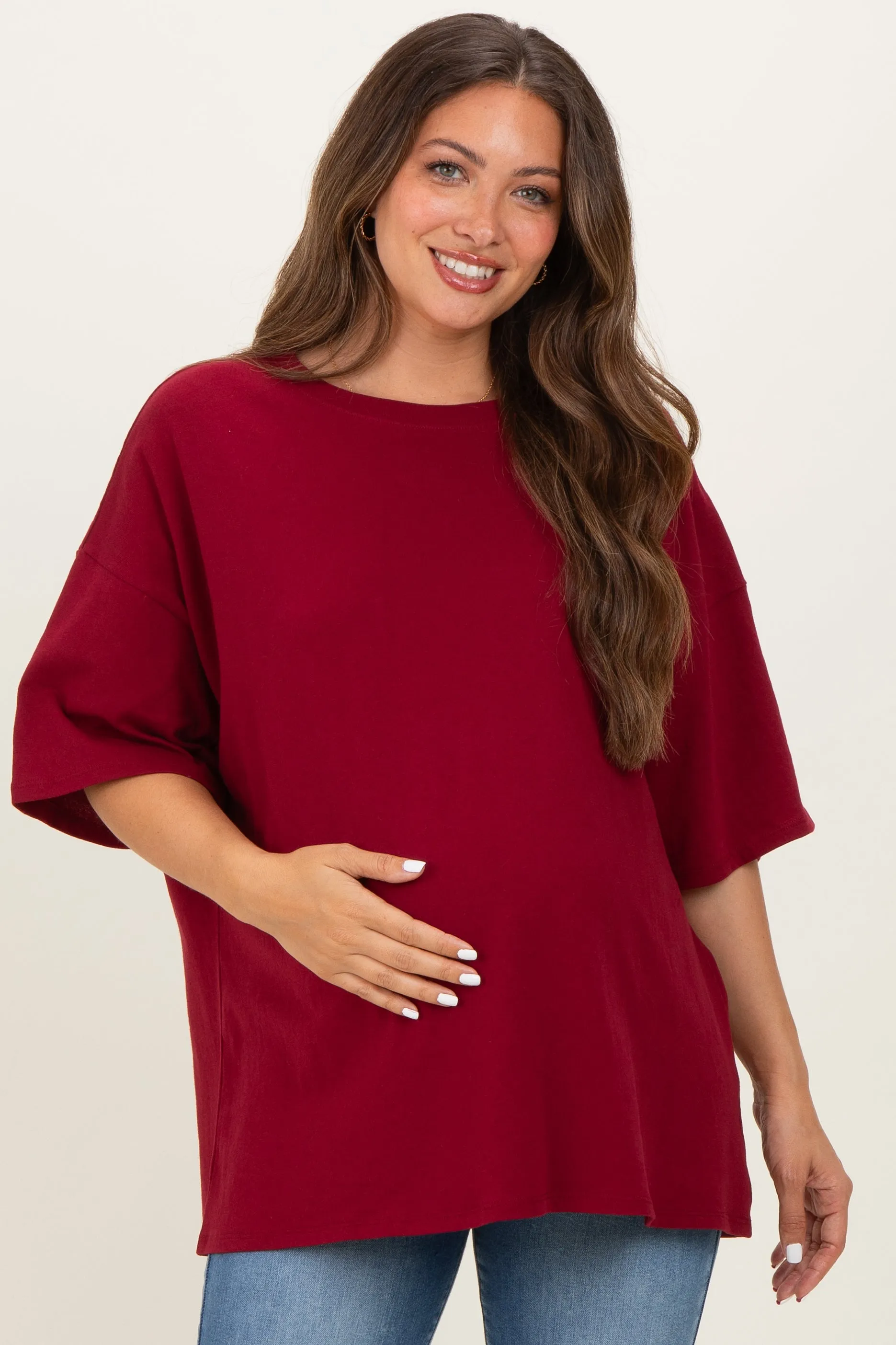 Cabernet Cotton Oversized Maternity Tee sold by Pinkblush product image thumbnail 2