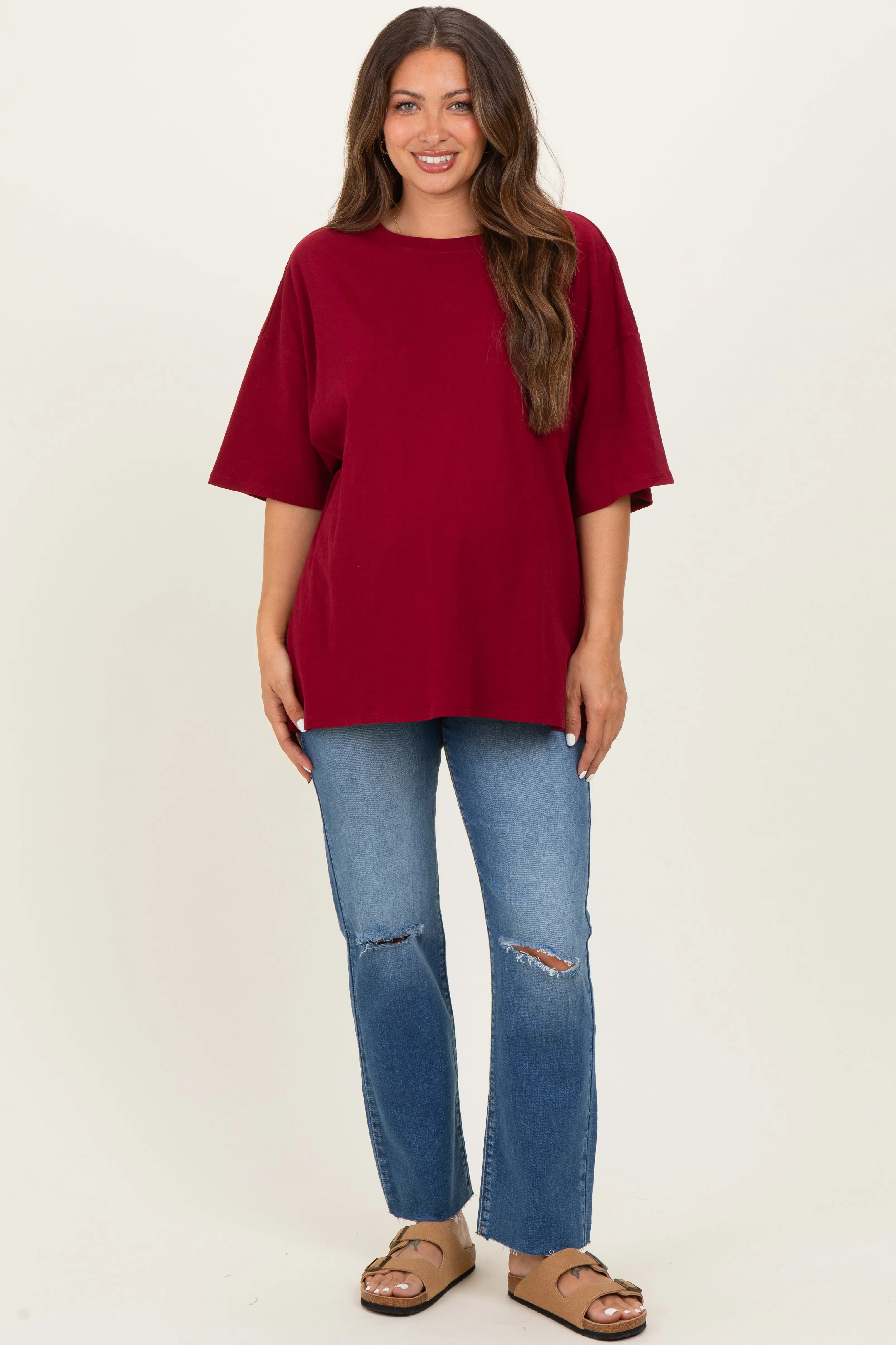 Cabernet Cotton Oversized Maternity Tee sold by Pinkblush product image thumbnail 3