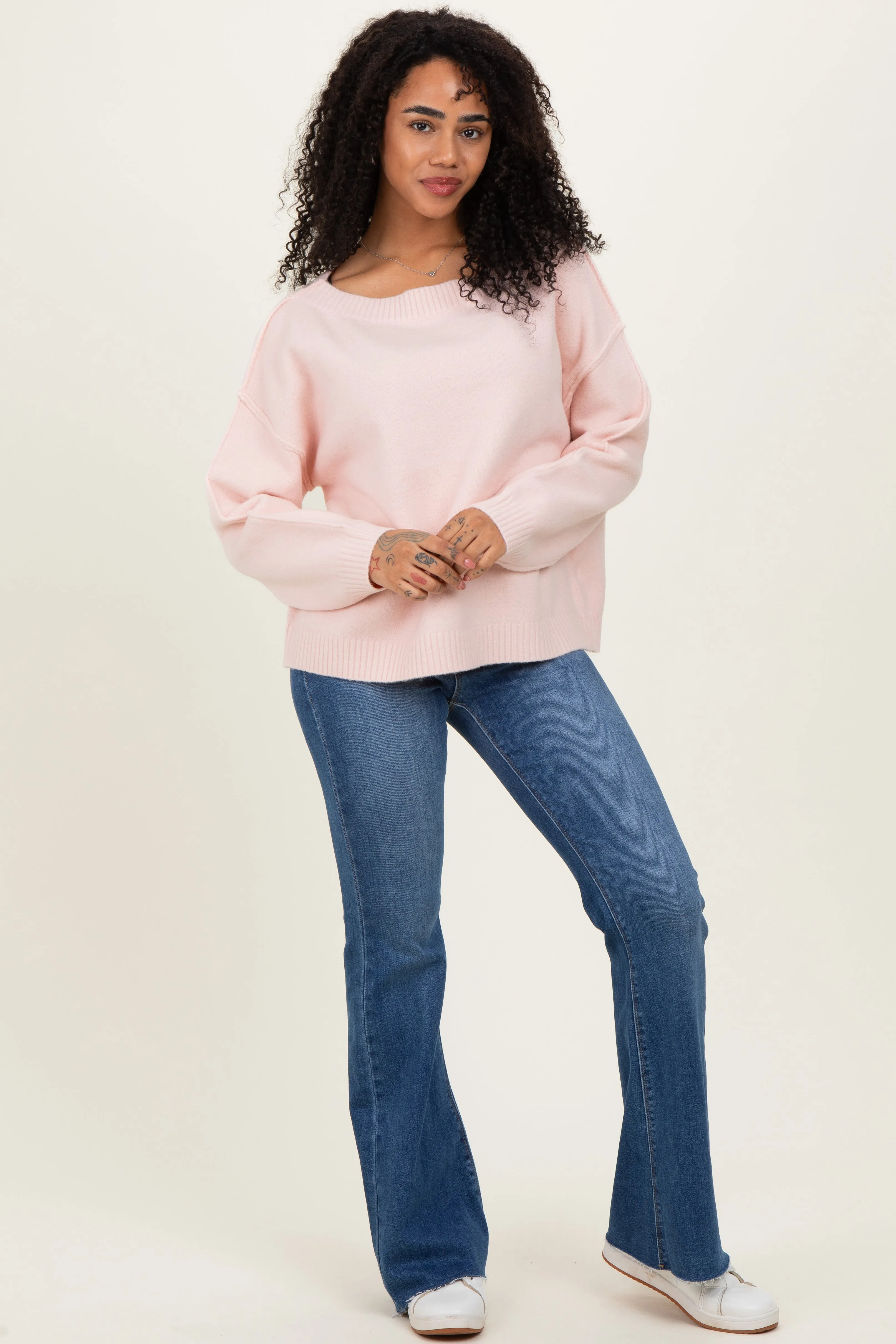 Light Pink Boat Neck Sweater sold by Pinkblush product image thumbnail 2