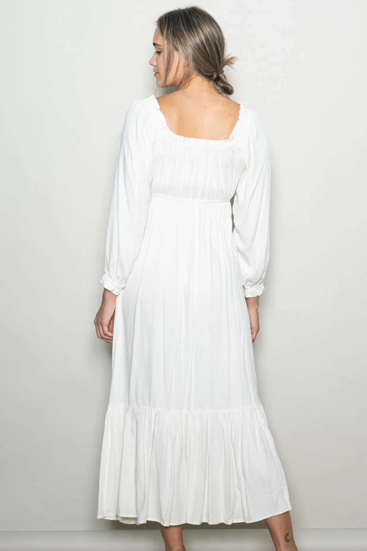 White Off Shoulder Button Accent Maxi Dress sold by Pinkblush product image thumbnail 4