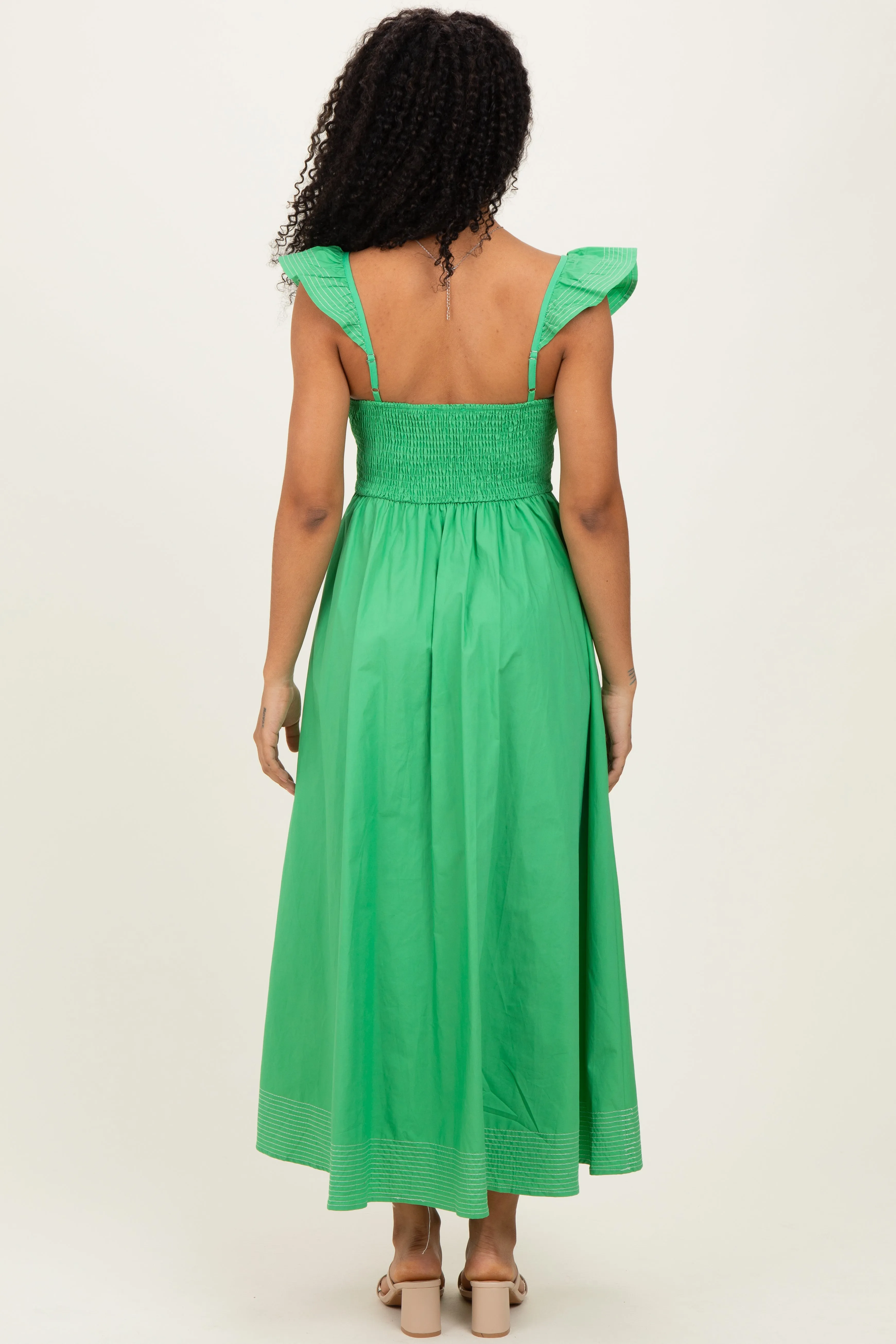 Green Cutout Seam Detail Midi Dress sold by Pinkblush product image thumbnail 4