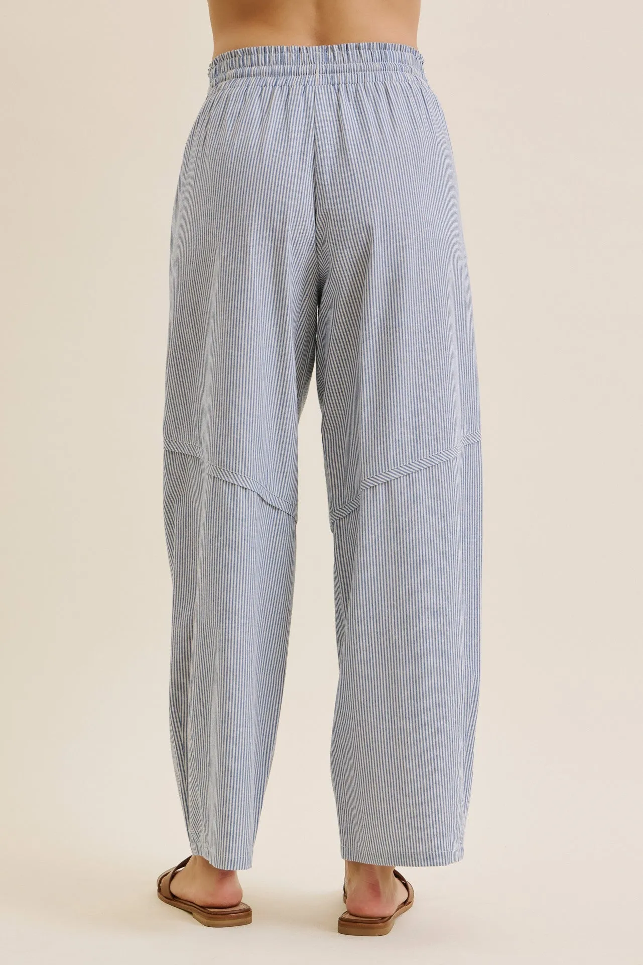 Ocean Blue Striped Cotton Barrel Leg Pants sold by Pinkblush product image thumbnail 4