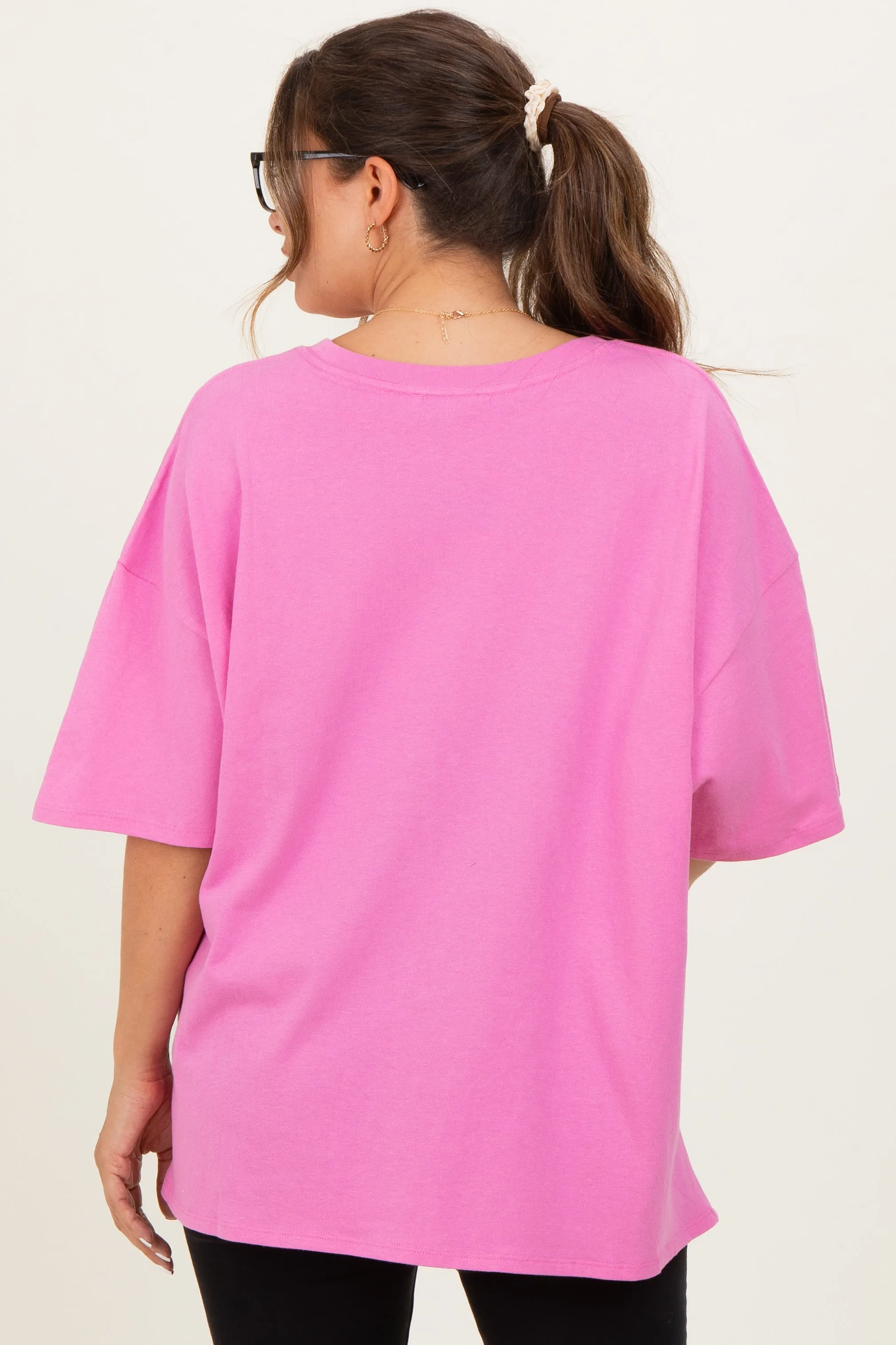 Candy Pink Cotton Oversized Maternity Tee sold by Pinkblush product image thumbnail 4