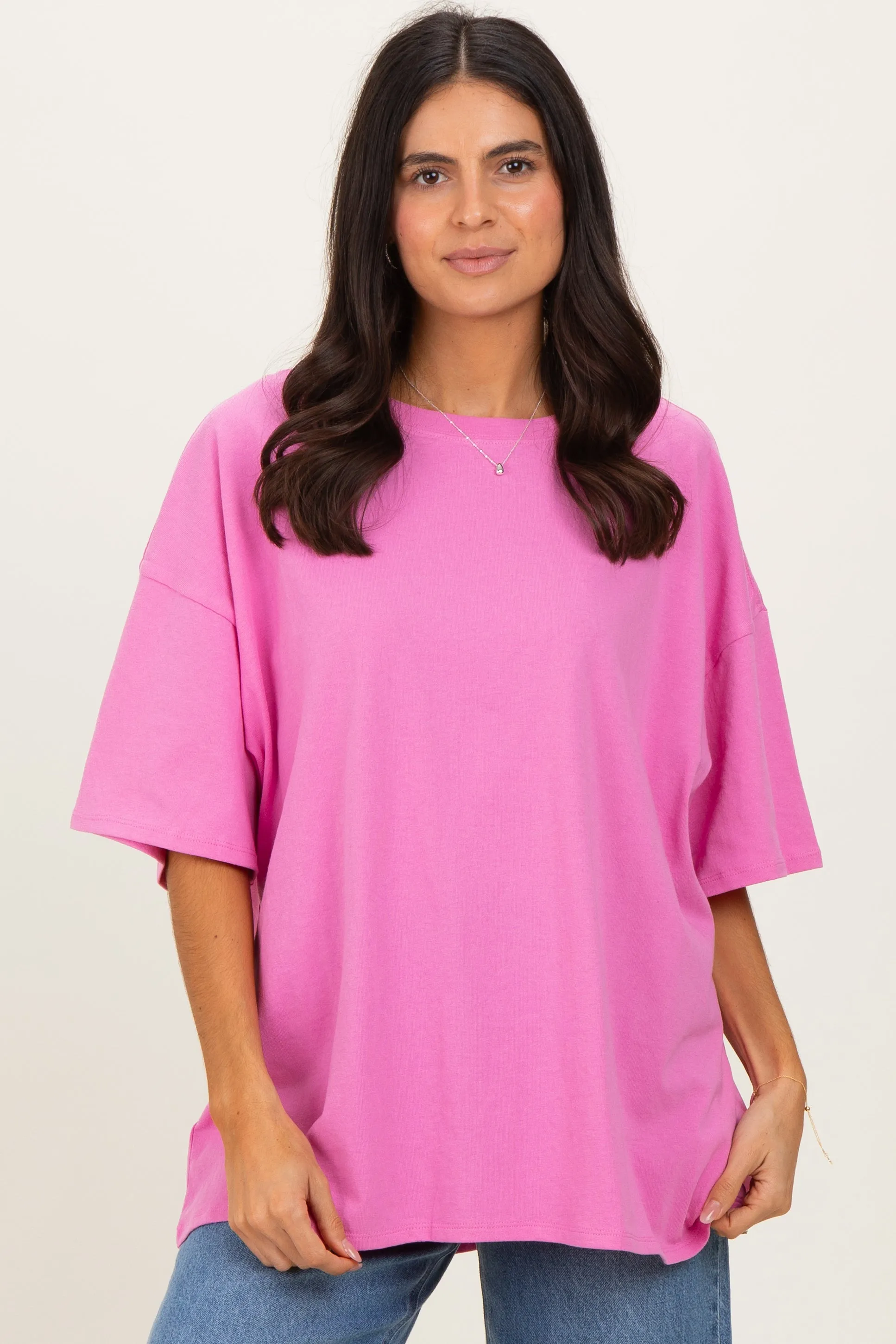 Candy Pink Cotton Oversized Maternity Tee sold by Pinkblush product image thumbnail 5