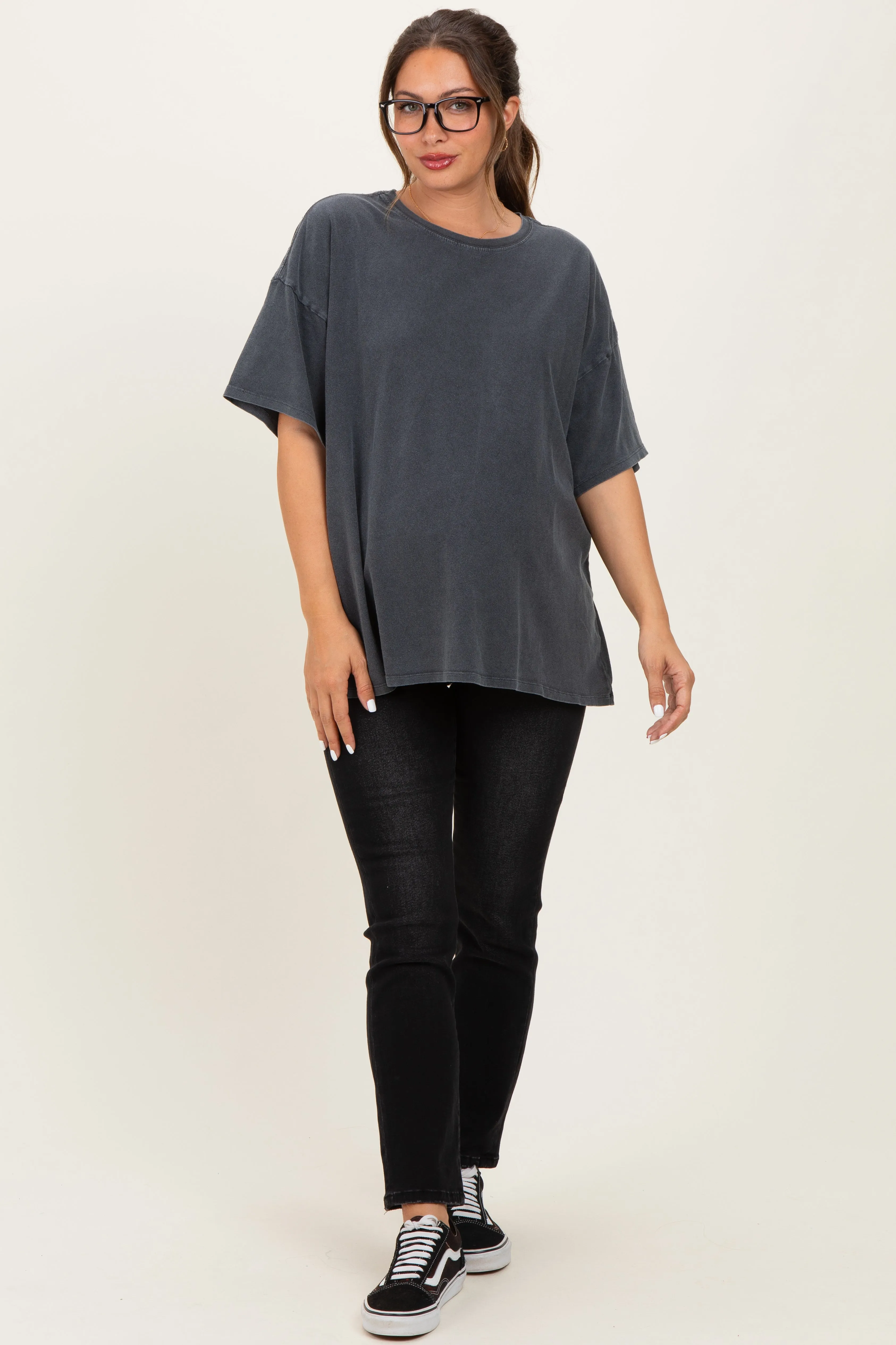 Charcoal Oversized Mineral Wash Maternity T-Shirt sold by Pinkblush product image thumbnail 2