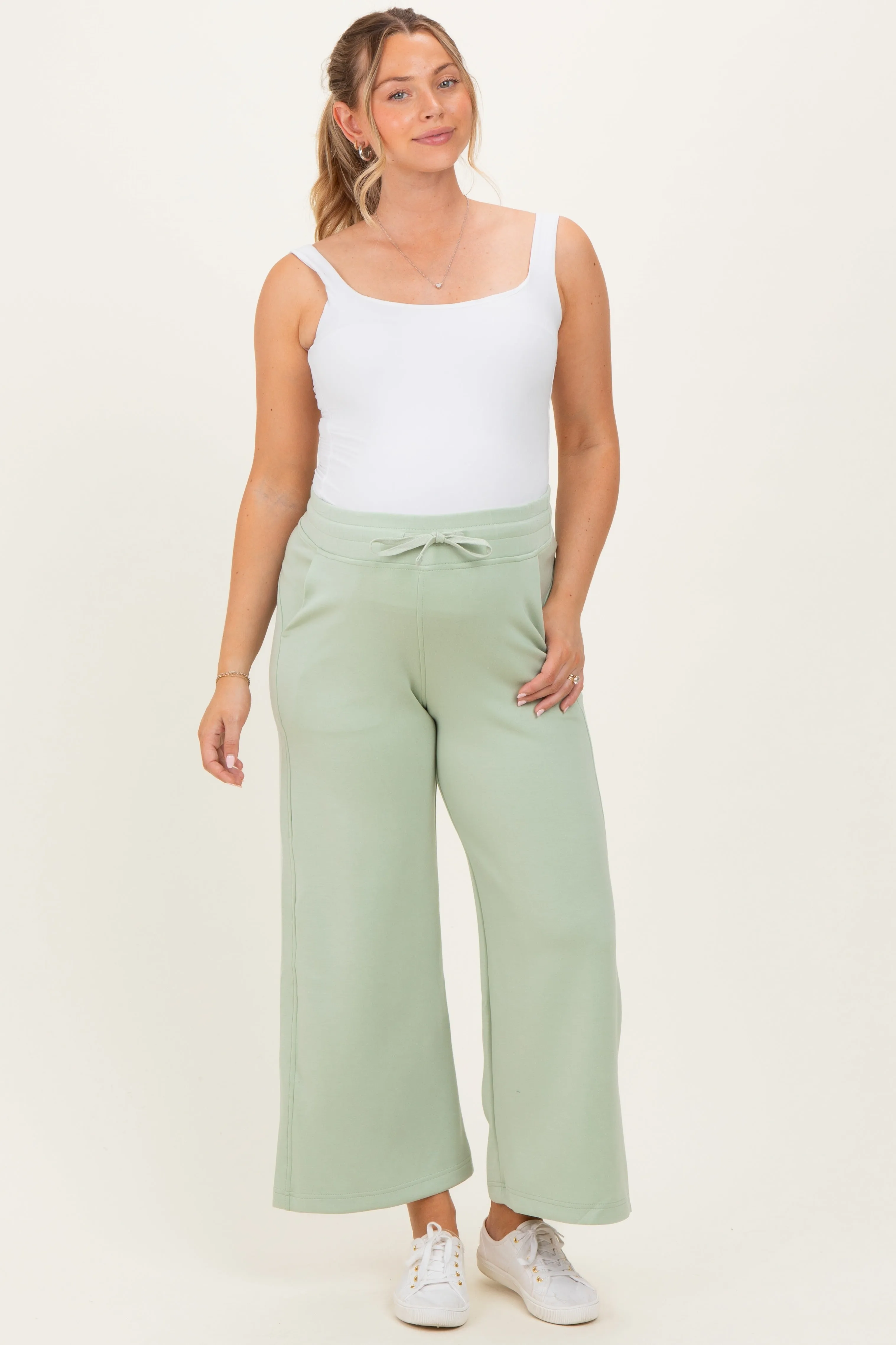 Pistachio Ankle Wide Leg Maternity Lounge Pants sold by Pinkblush