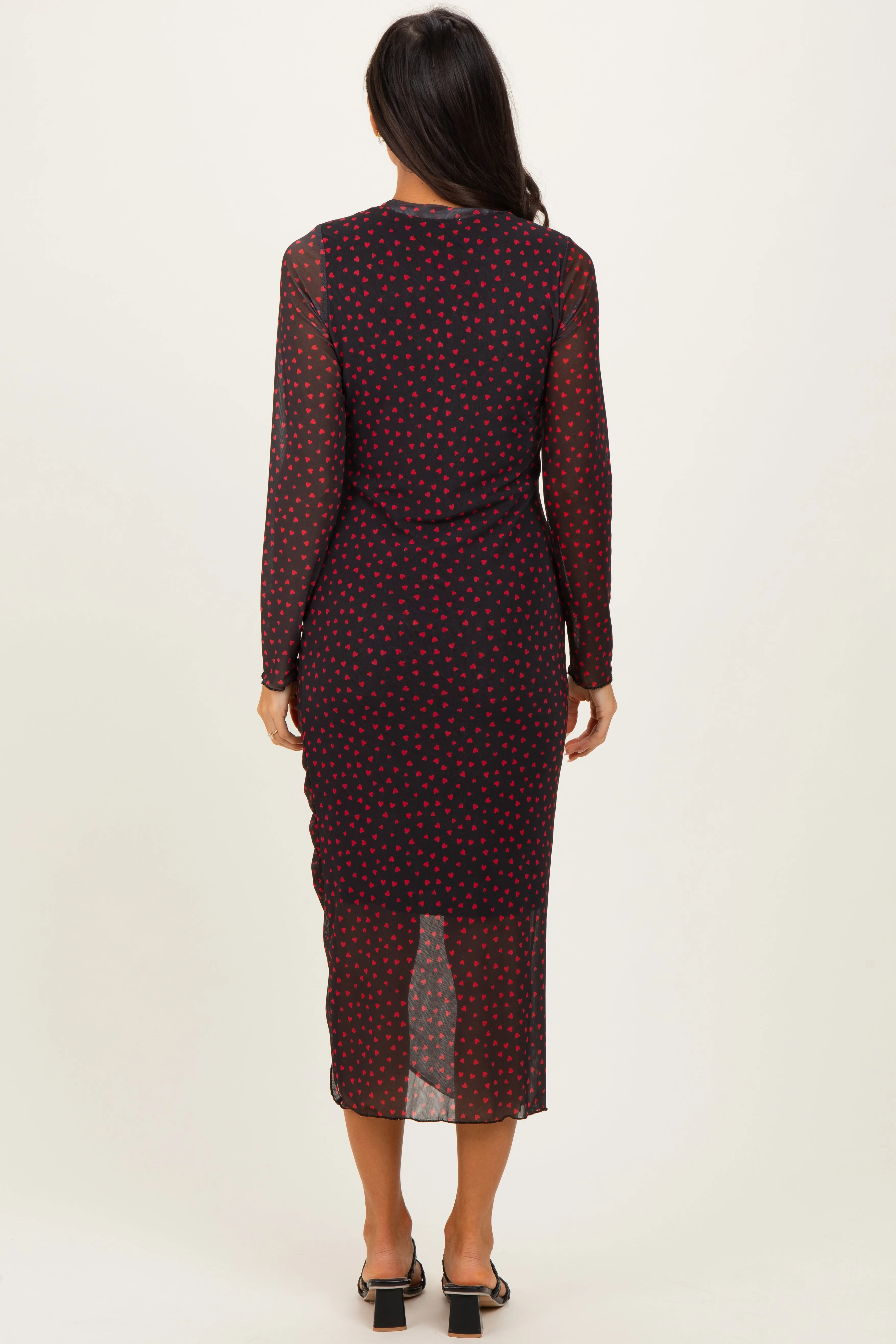 Black Red Heart Print Mesh Dress sold by Pinkblush product image thumbnail 4