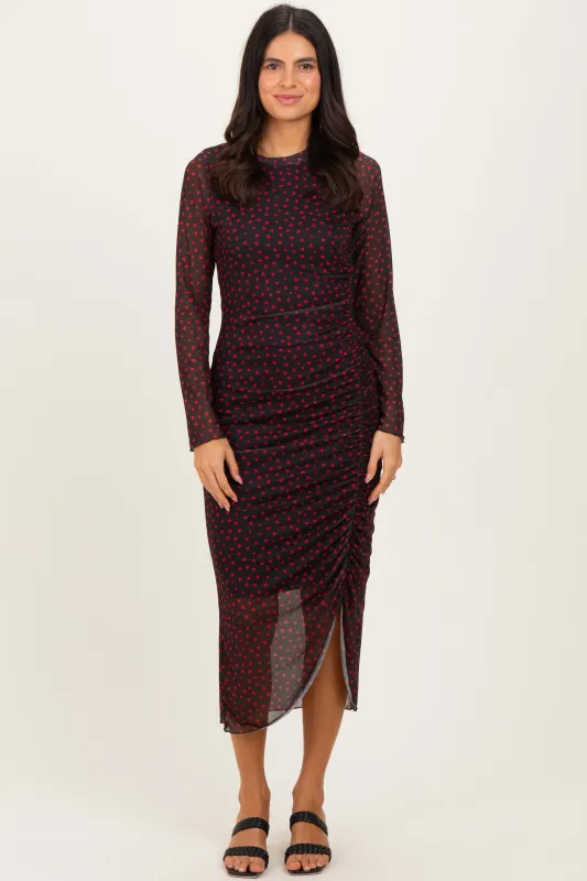 Black Red Heart Print Mesh Dress sold by Pinkblush