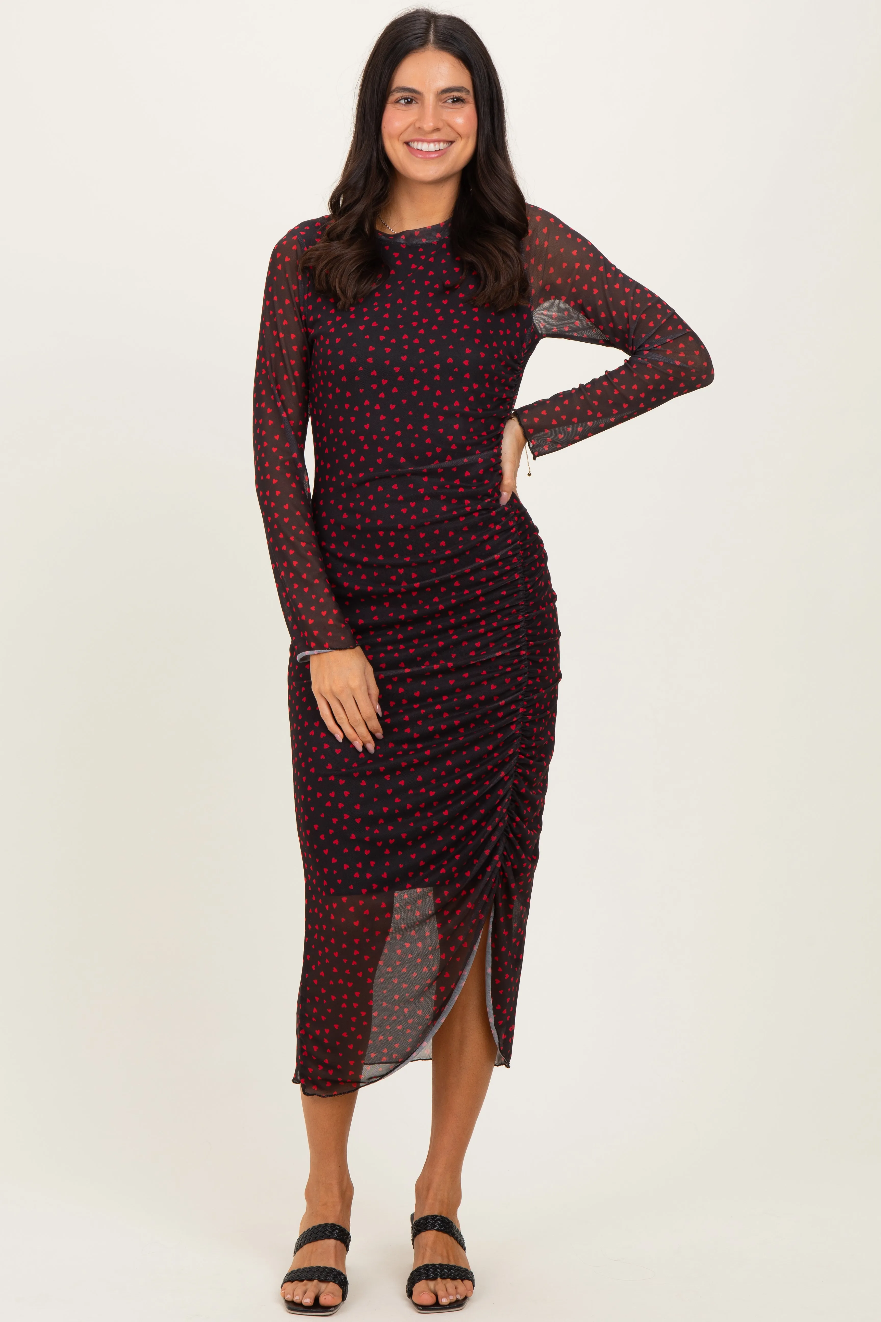 Black Red Heart Print Mesh Dress sold by Pinkblush product image thumbnail 2