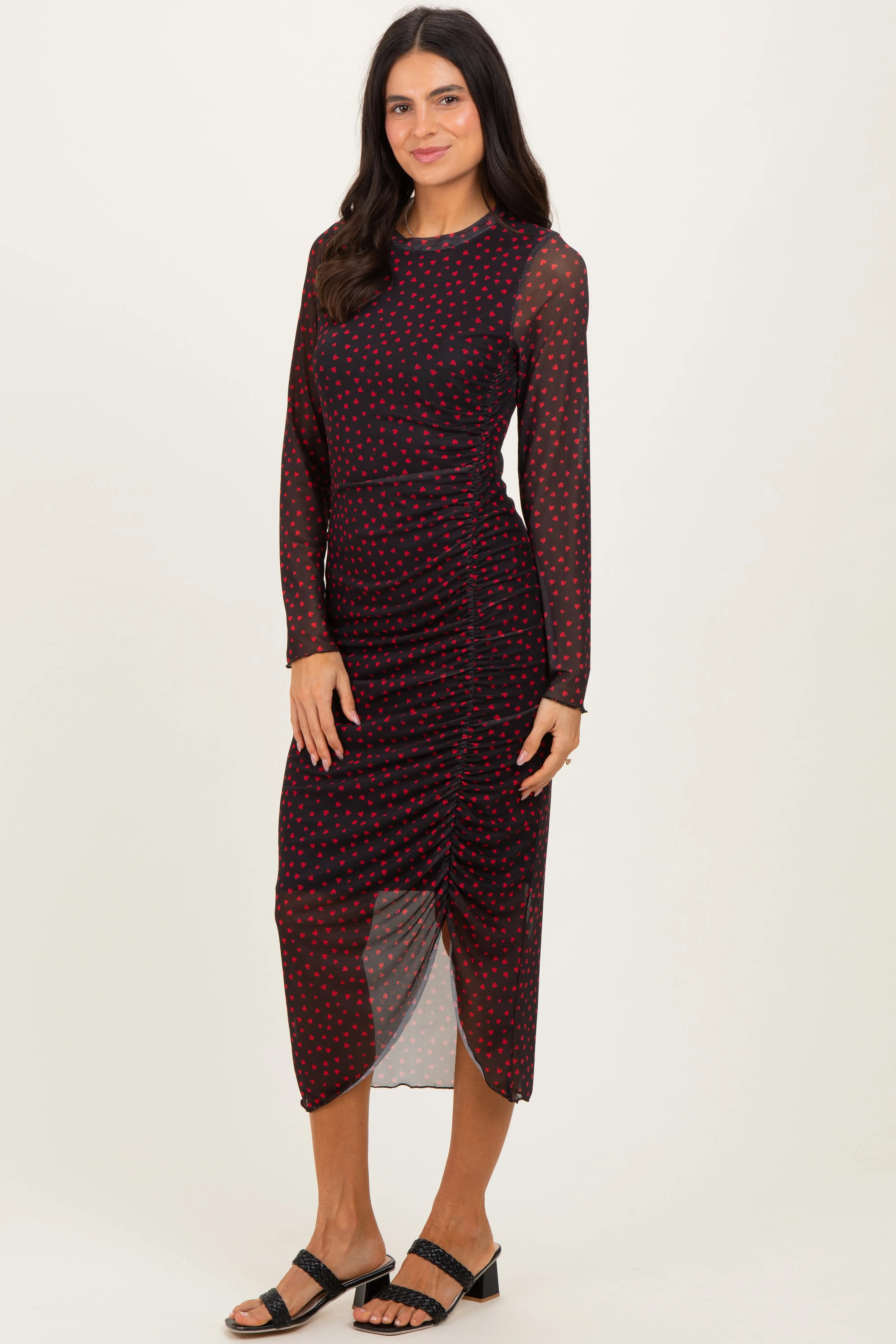 Black Red Heart Print Mesh Dress sold by Pinkblush product image thumbnail 3