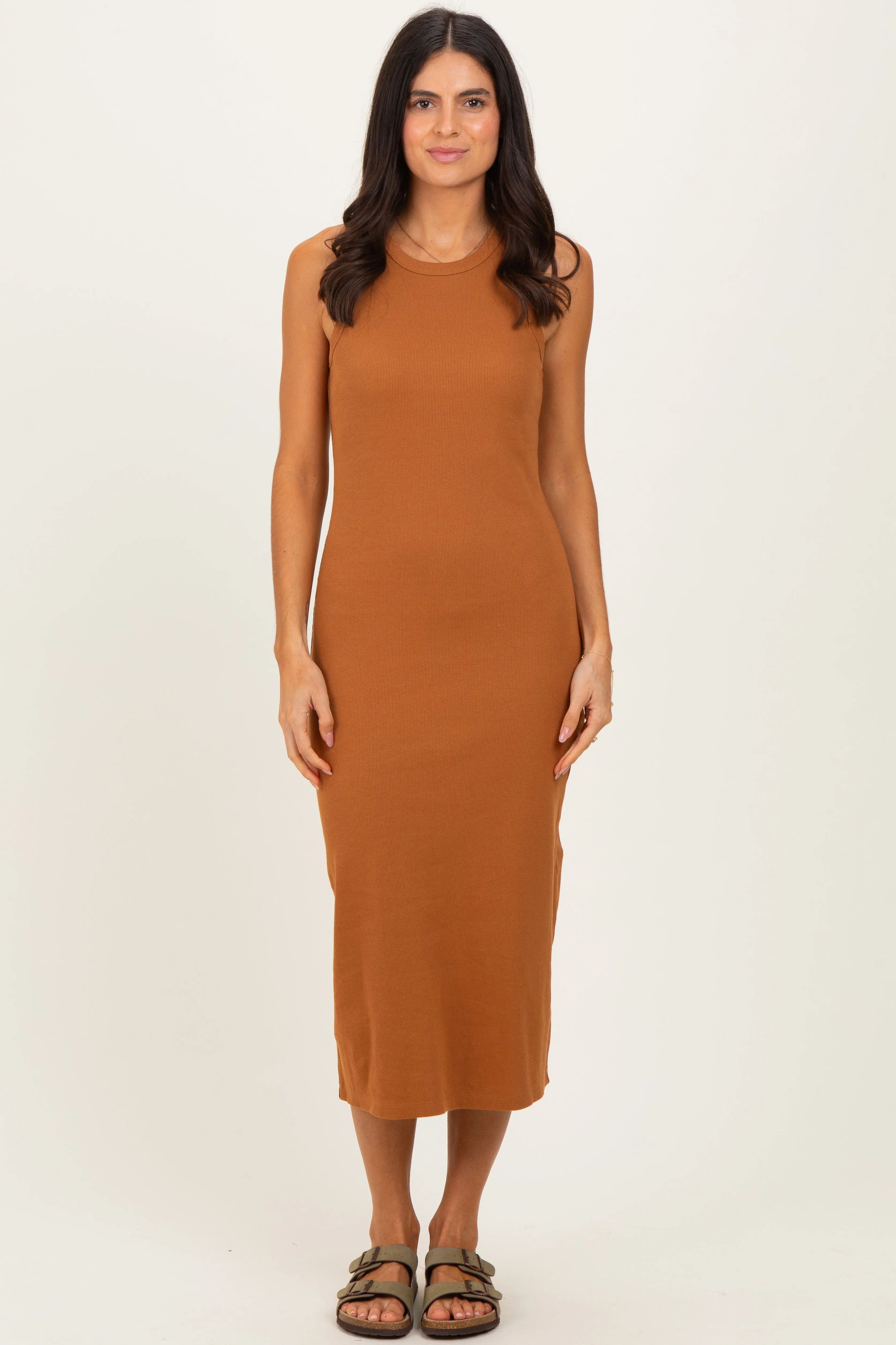 Cinnamon Ribbed Maternity Tank Midi Dress sold by Pinkblush product image thumbnail 5