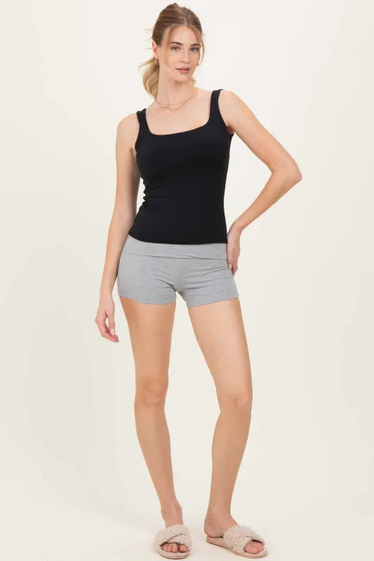 Heather Grey Foldover Waistband Shorts made by Pinkblush