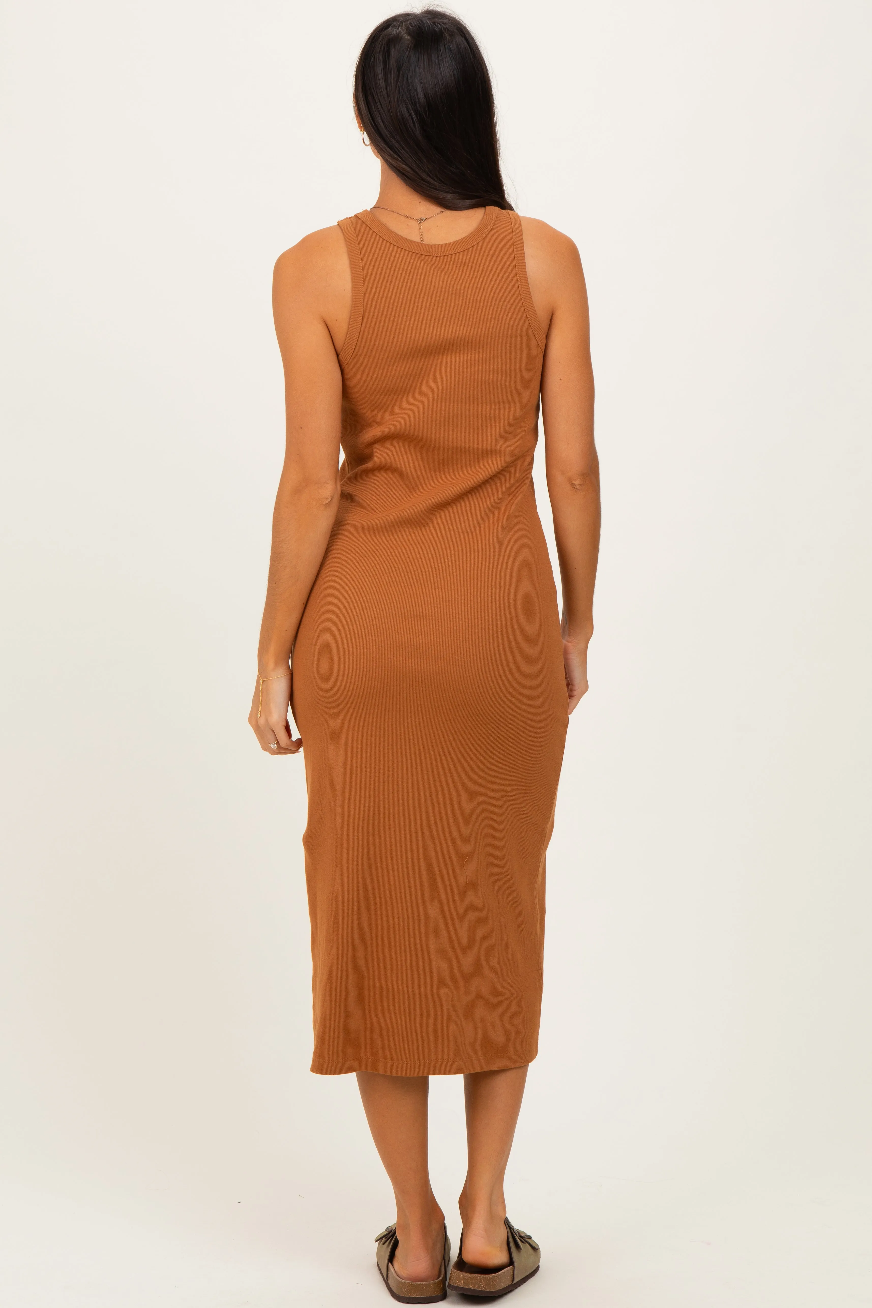 Cinnamon Ribbed Tank Midi Dress sold by Pinkblush product image thumbnail 4
