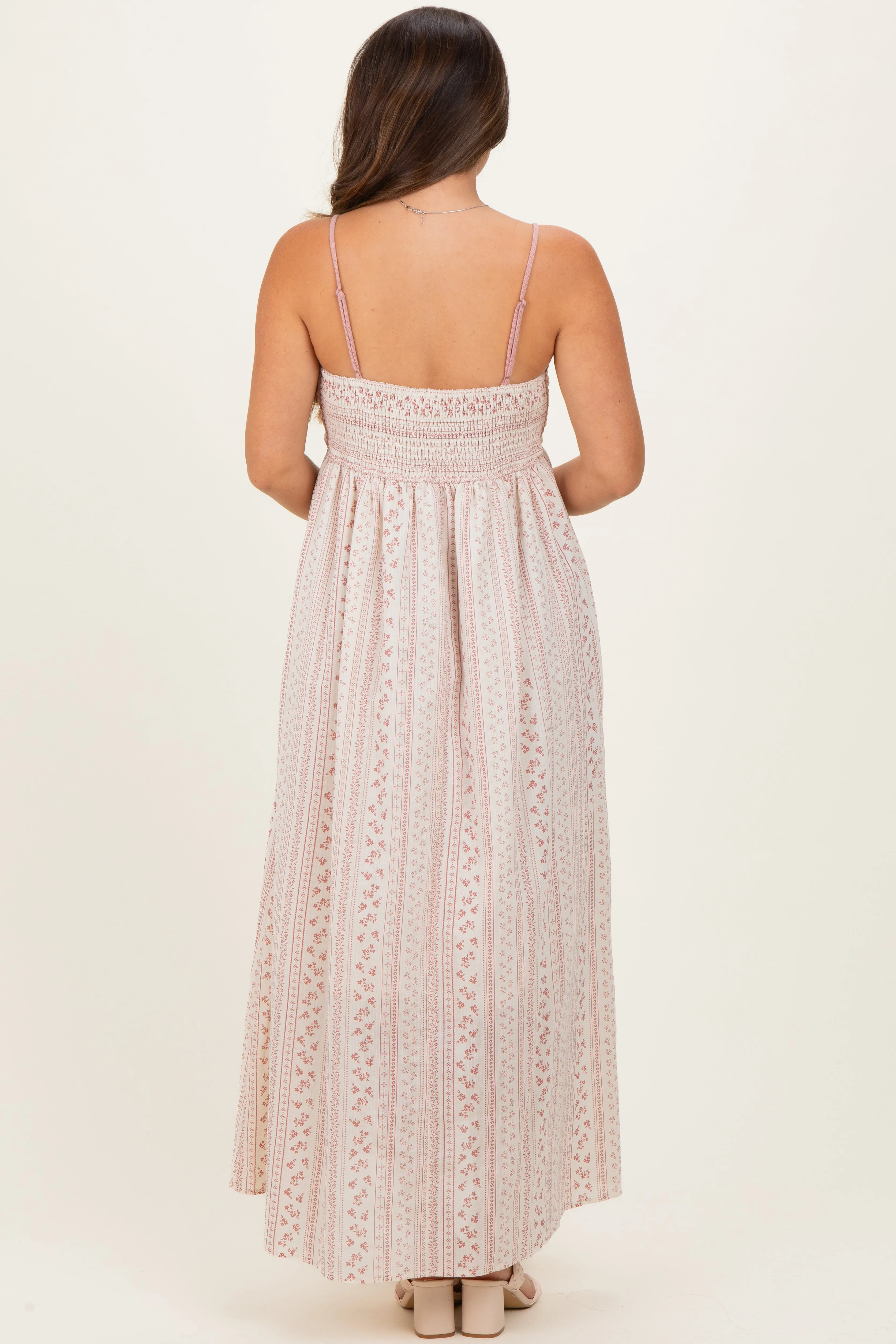 Dusty Pink Bohemian Dream Crochet Cotton Maternity Maxi Dress sold by Pinkblush product image thumbnail 3