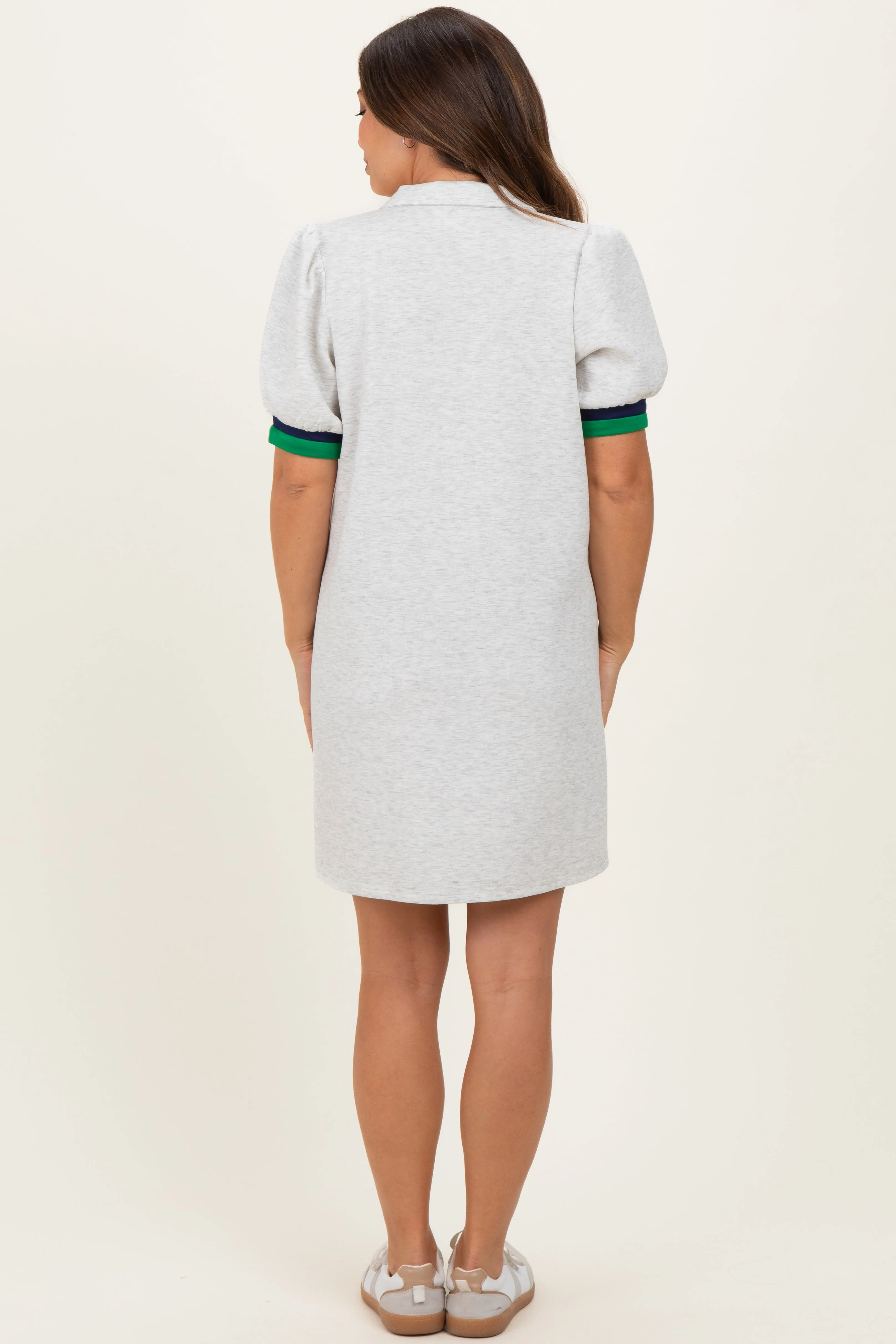 Heather Grey Color Block Zip Front Maternity Shift Dress sold by Pinkblush product image thumbnail 4