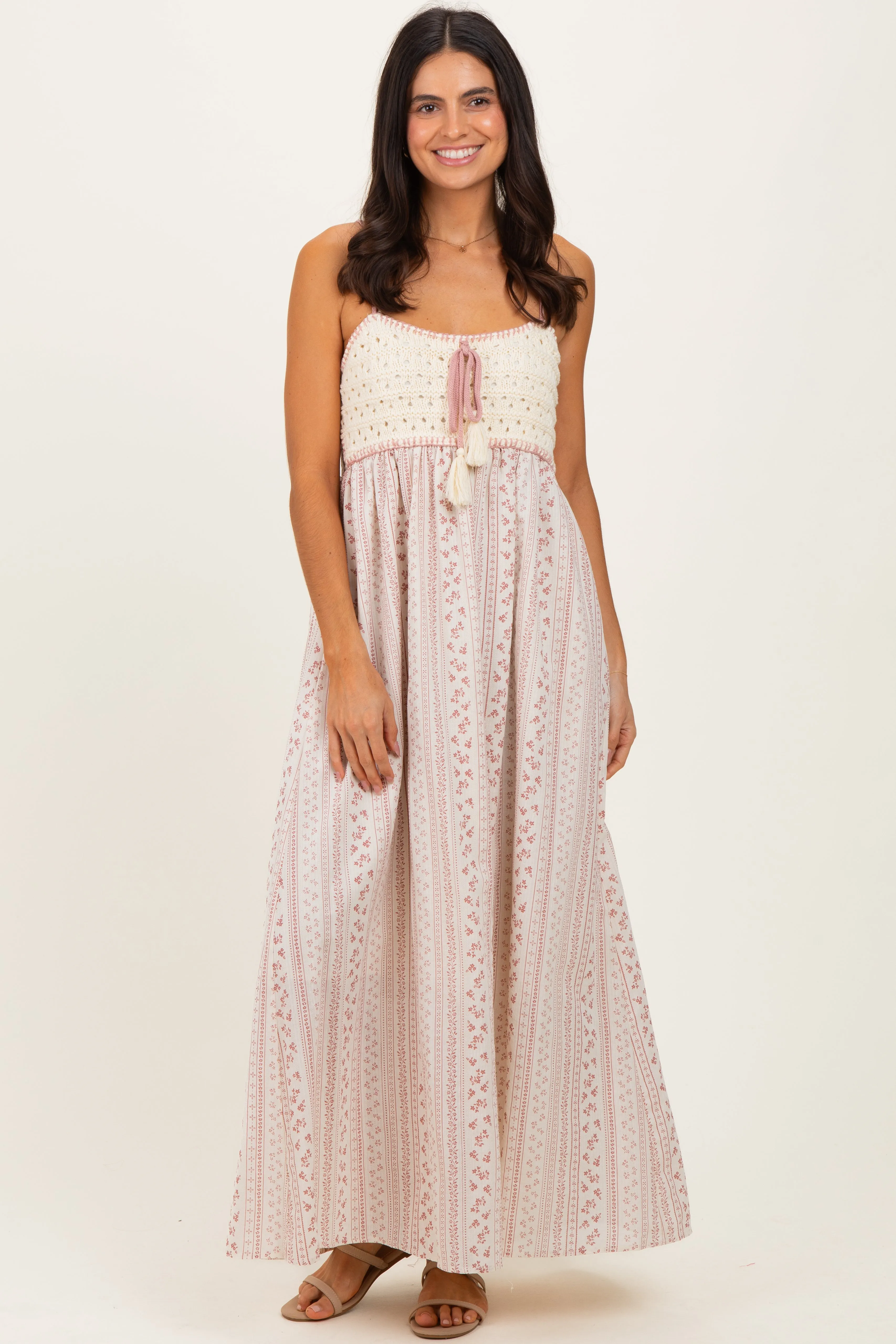 Dusty Pink Bohemian Dream Crochet Cotton Maxi Dress sold by Pinkblush product image thumbnail 2