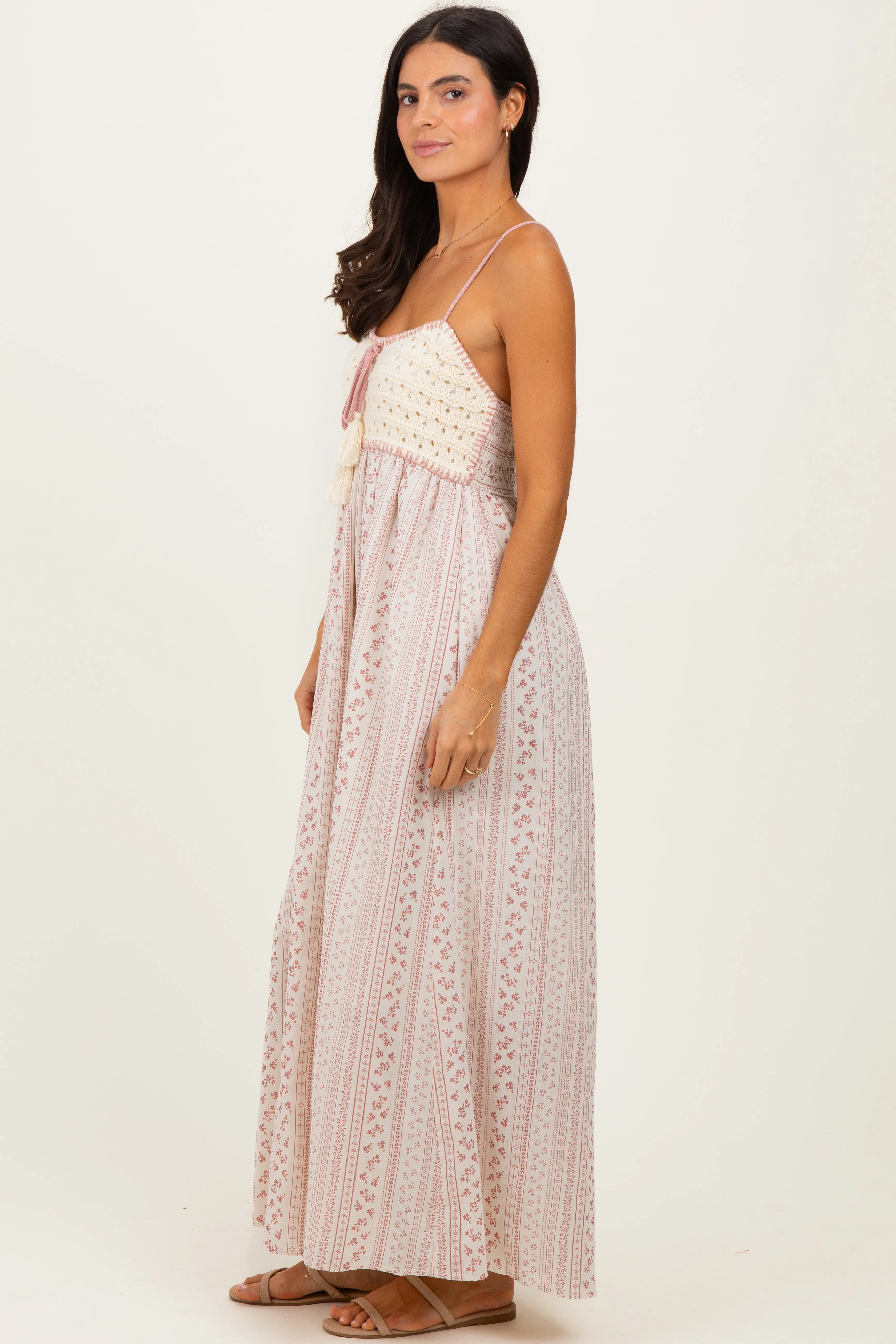 Dusty Pink Bohemian Dream Crochet Cotton Maxi Dress sold by Pinkblush product image thumbnail 3
