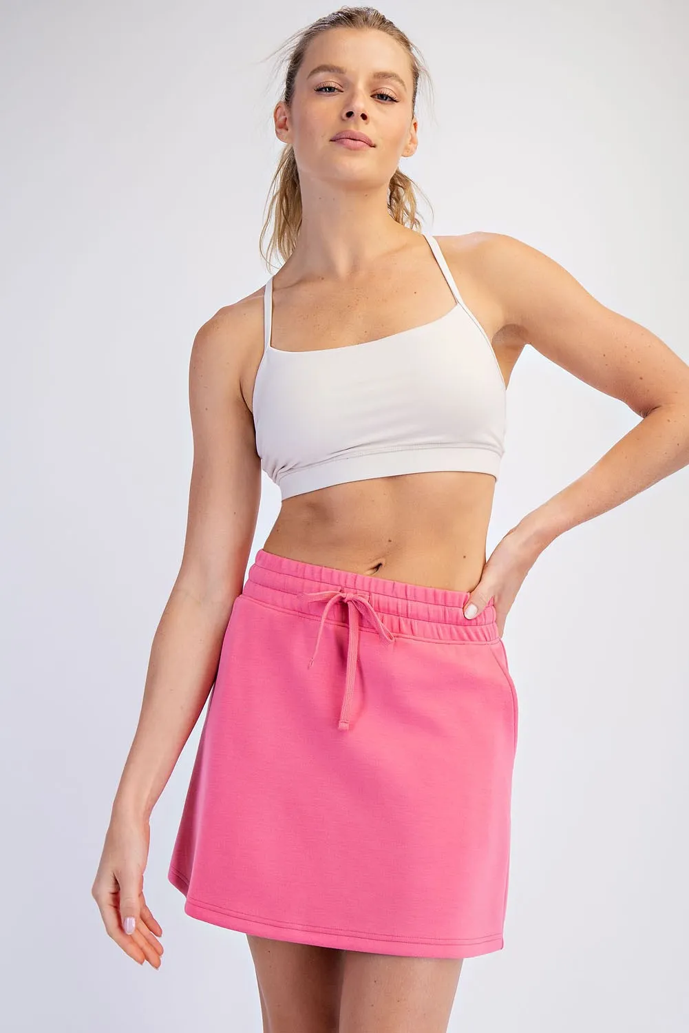 Hot Pink Drawstring Maternity Mini Skort sold by Pinkblush product image thumbnail 5
