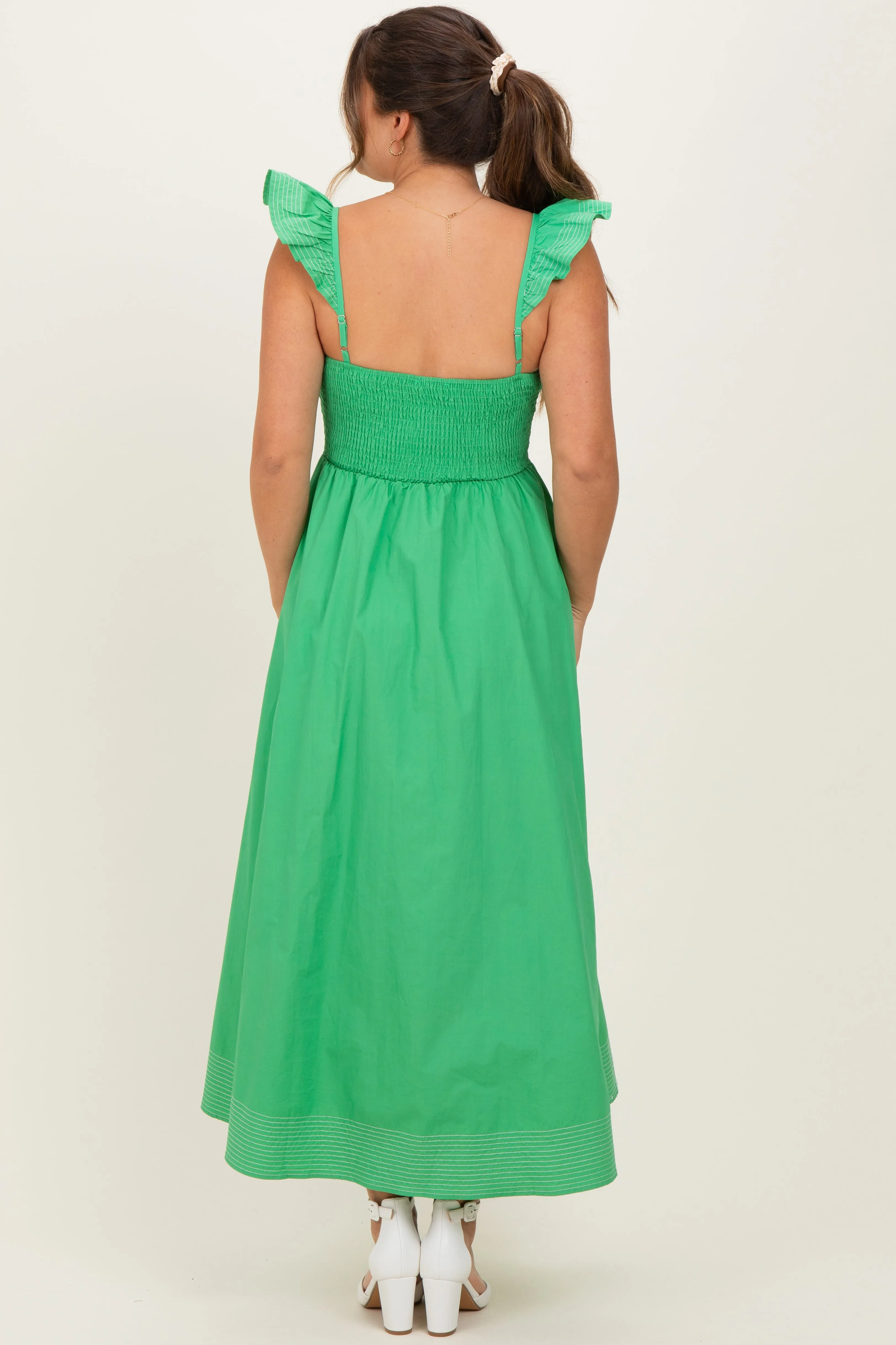 Green Cutout Seam Detail Maternity Midi Dress sold by Pinkblush product image thumbnail 4