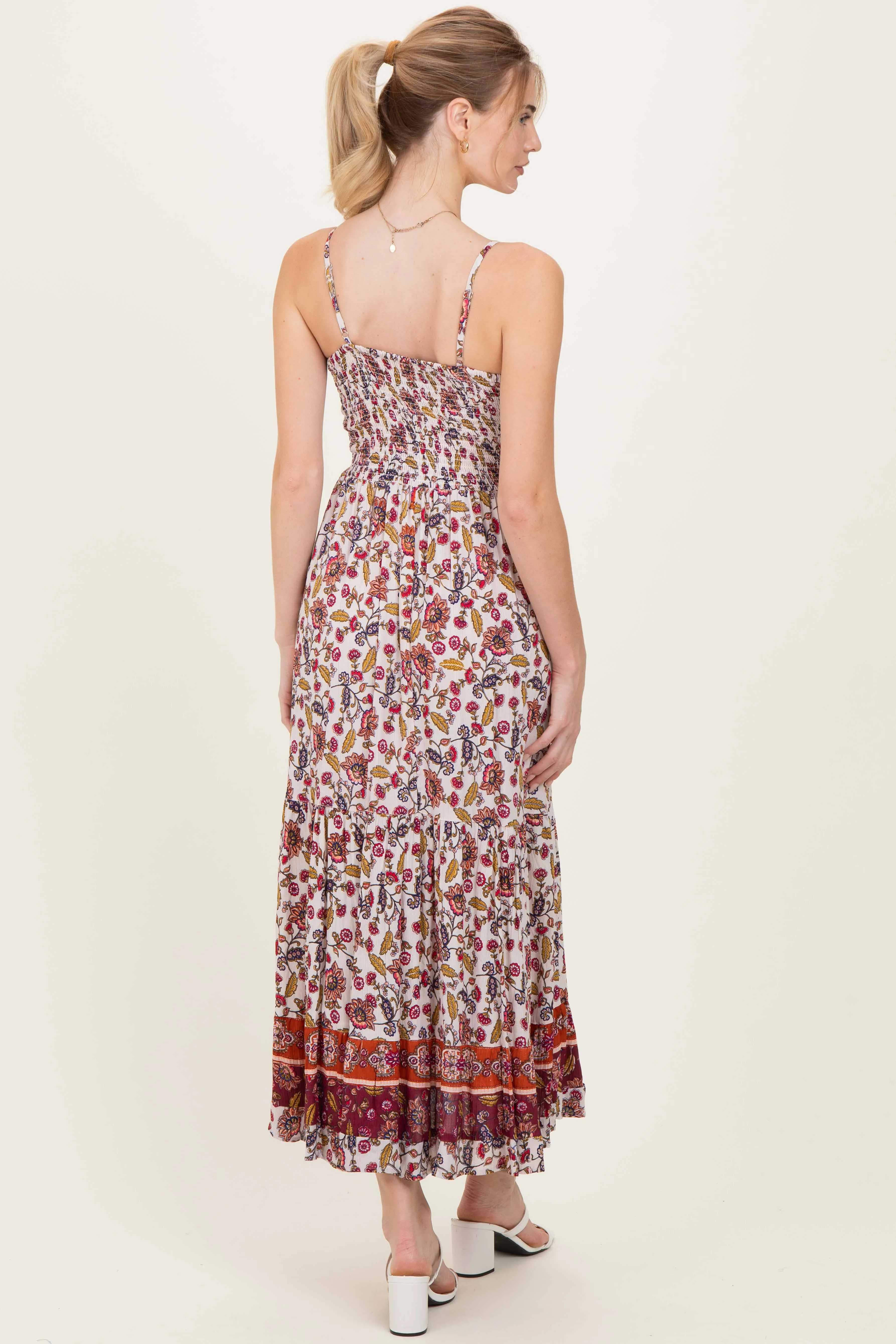 Cream Floral Twist Front Cutout Maxi Dress sold by Pinkblush product image thumbnail 4