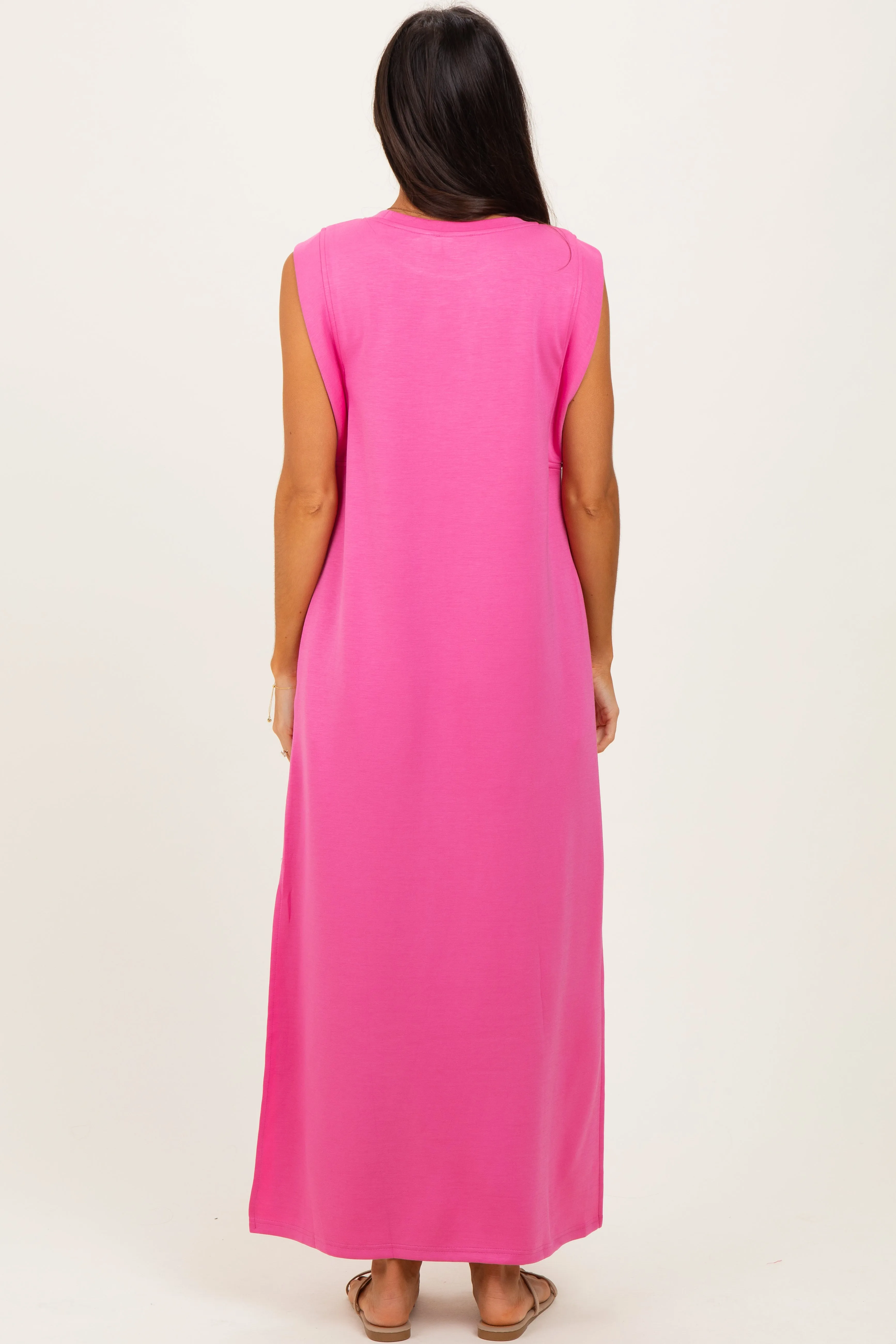 Pink Sleeveless Side Slit Midi Dress sold by Pinkblush product image thumbnail 4