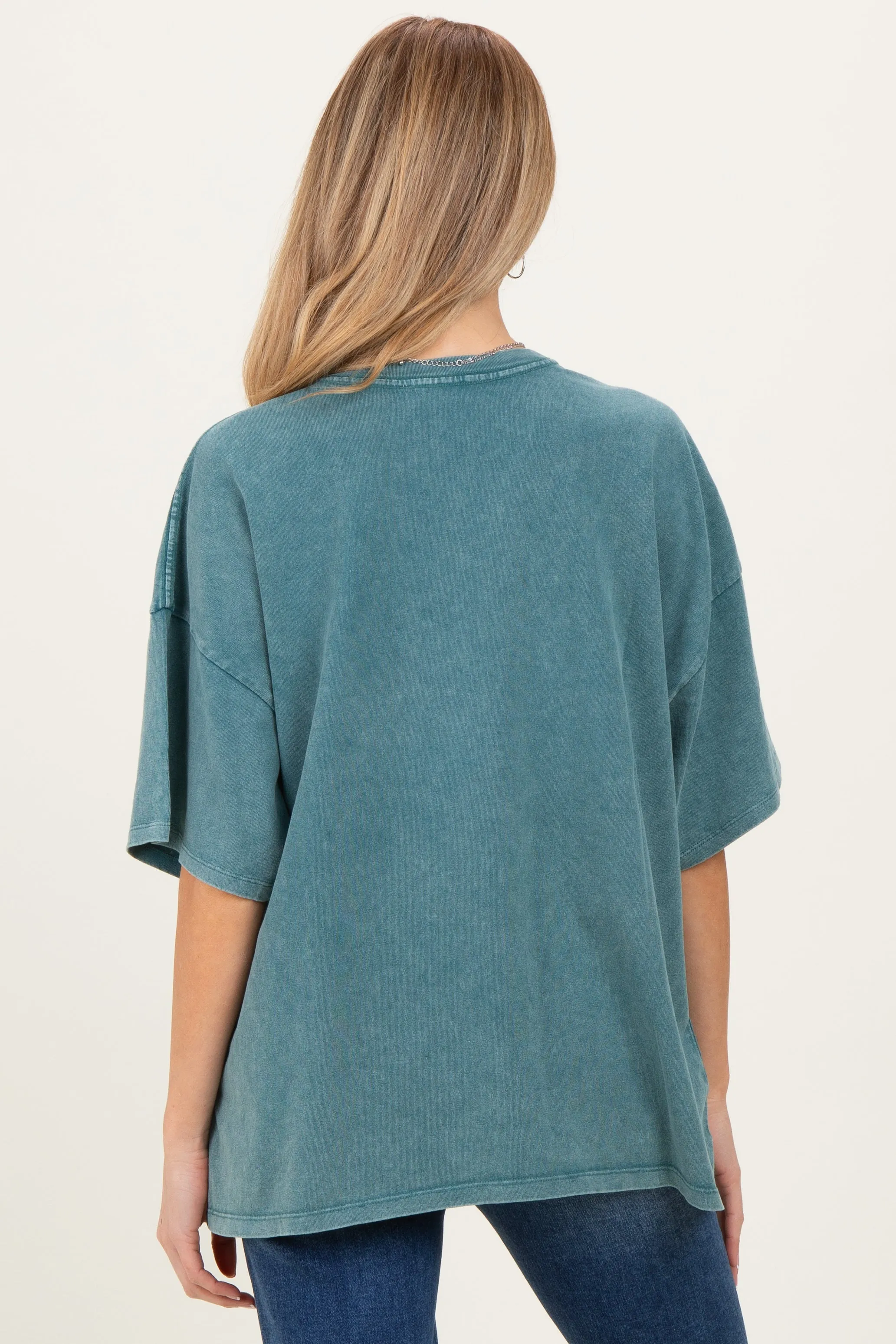 Dark Teal Oversized Mineral Wash Maternity T-Shirt sold by Pinkblush product image thumbnail 4
