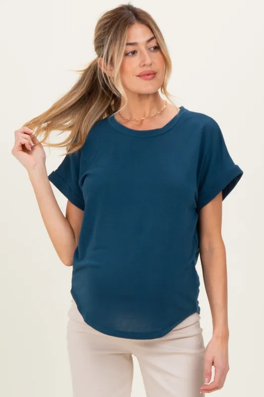 Teal Cuff Sleeve Maternity Top sold by Pinkblush
