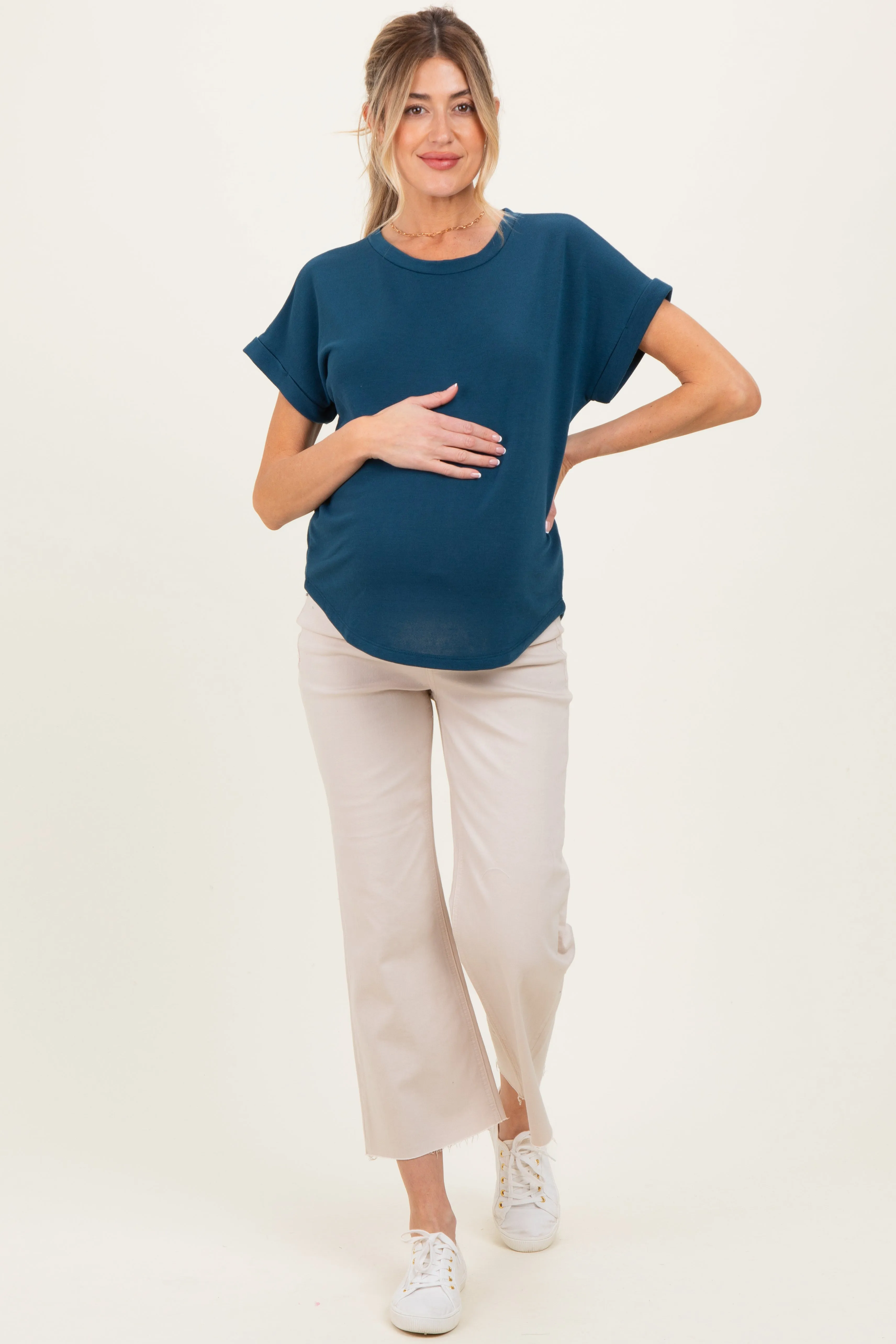 Teal Cuff Sleeve Maternity Top sold by Pinkblush product image thumbnail 2