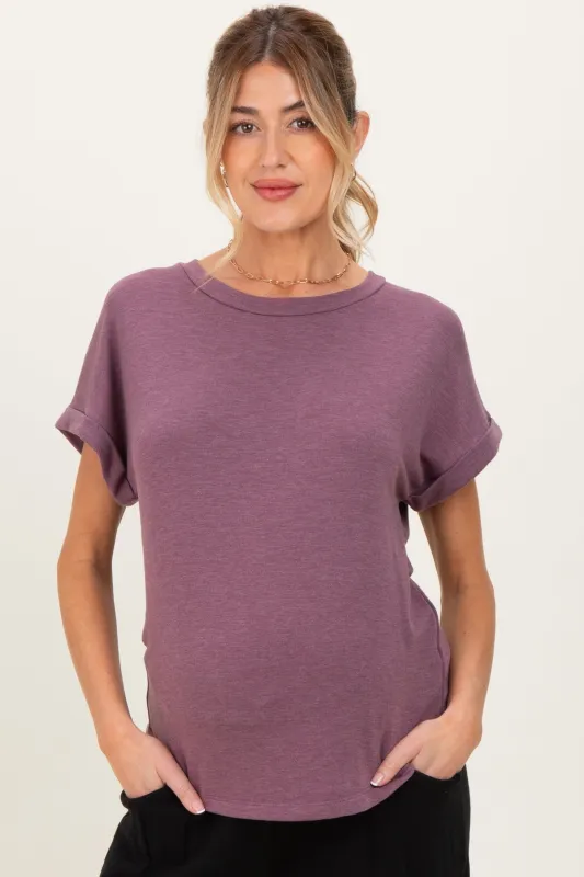 Light Plum French Terry Maternity Top sold by Pinkblush