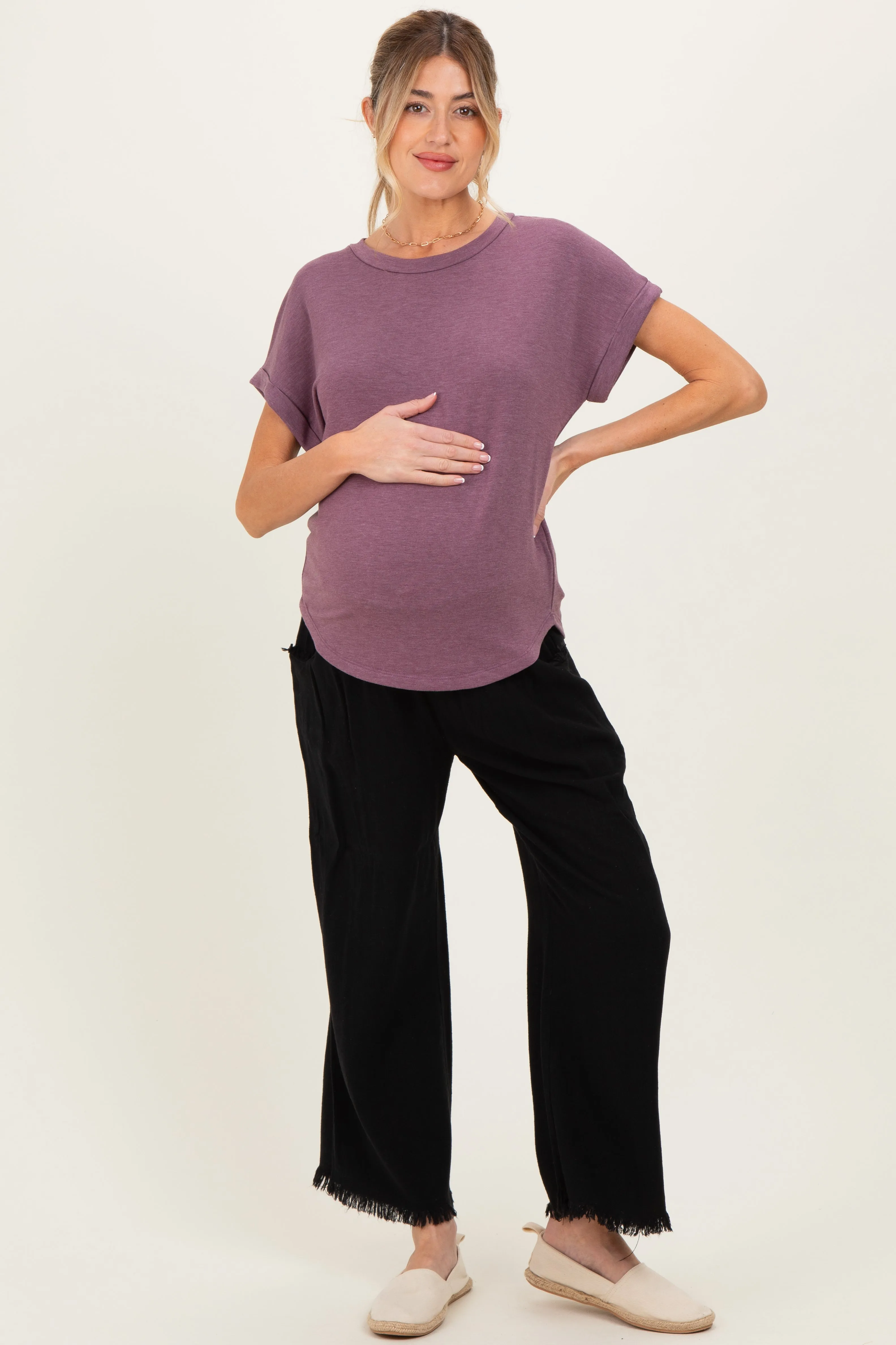 Light Plum French Terry Maternity Top sold by Pinkblush product image thumbnail 2