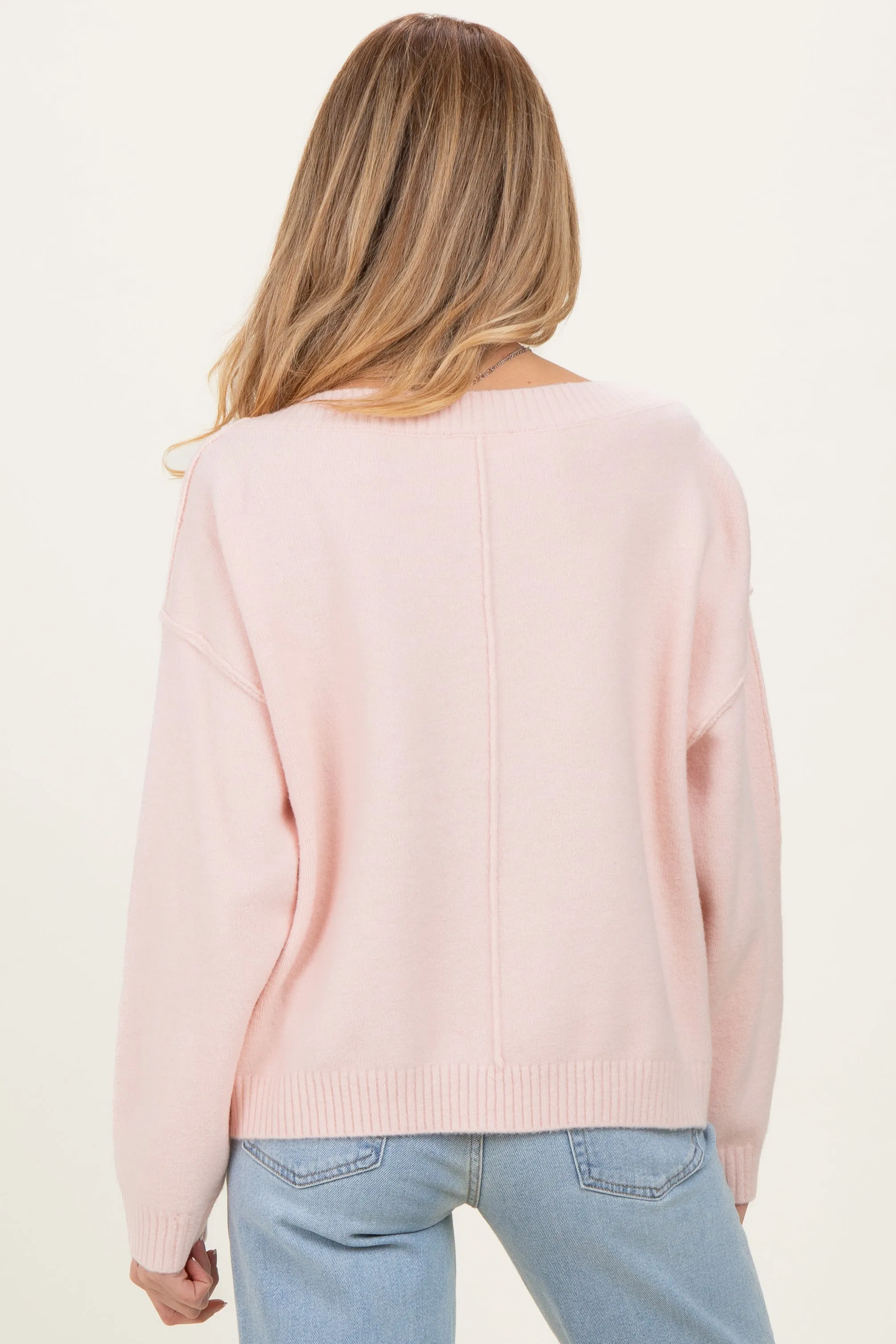 Light Pink Boat Neck Maternity Sweater sold by Pinkblush product image thumbnail 3