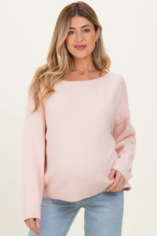 Light Pink Boat Neck Maternity Sweater sold by Pinkblush