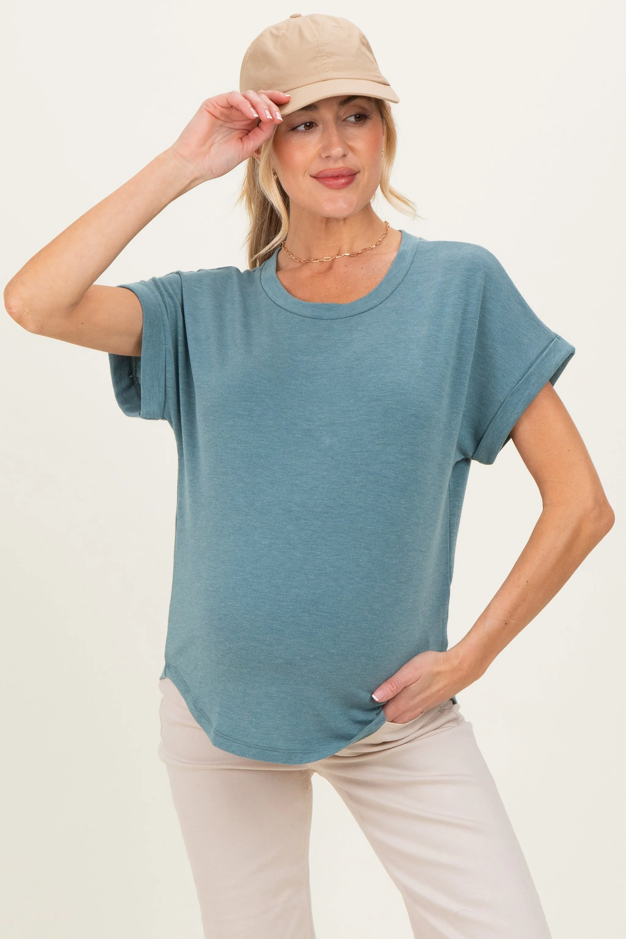 Olive French Terry Maternity Top sold by Pinkblush product image thumbnail 2