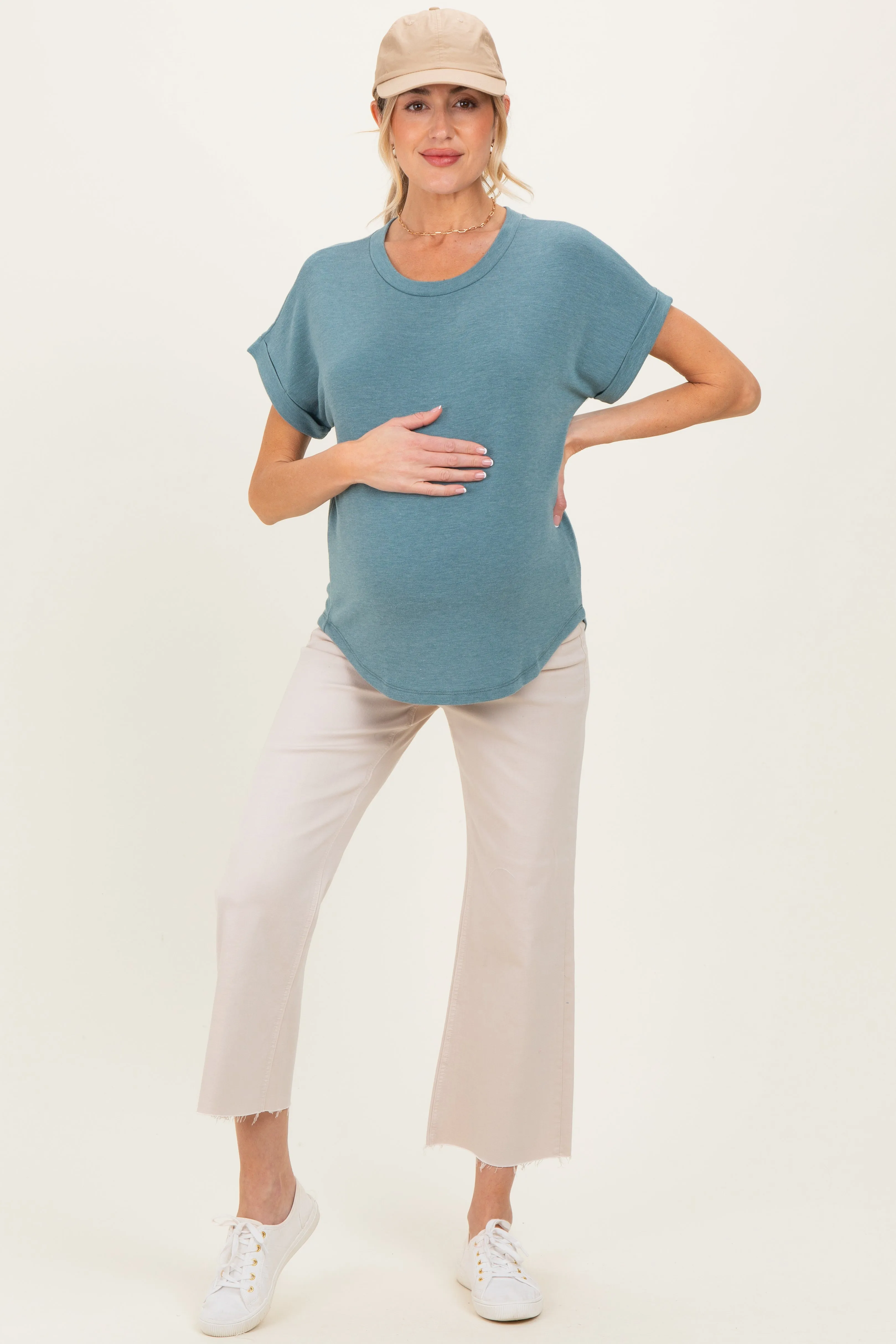 Olive French Terry Maternity Top sold by Pinkblush product image thumbnail 3