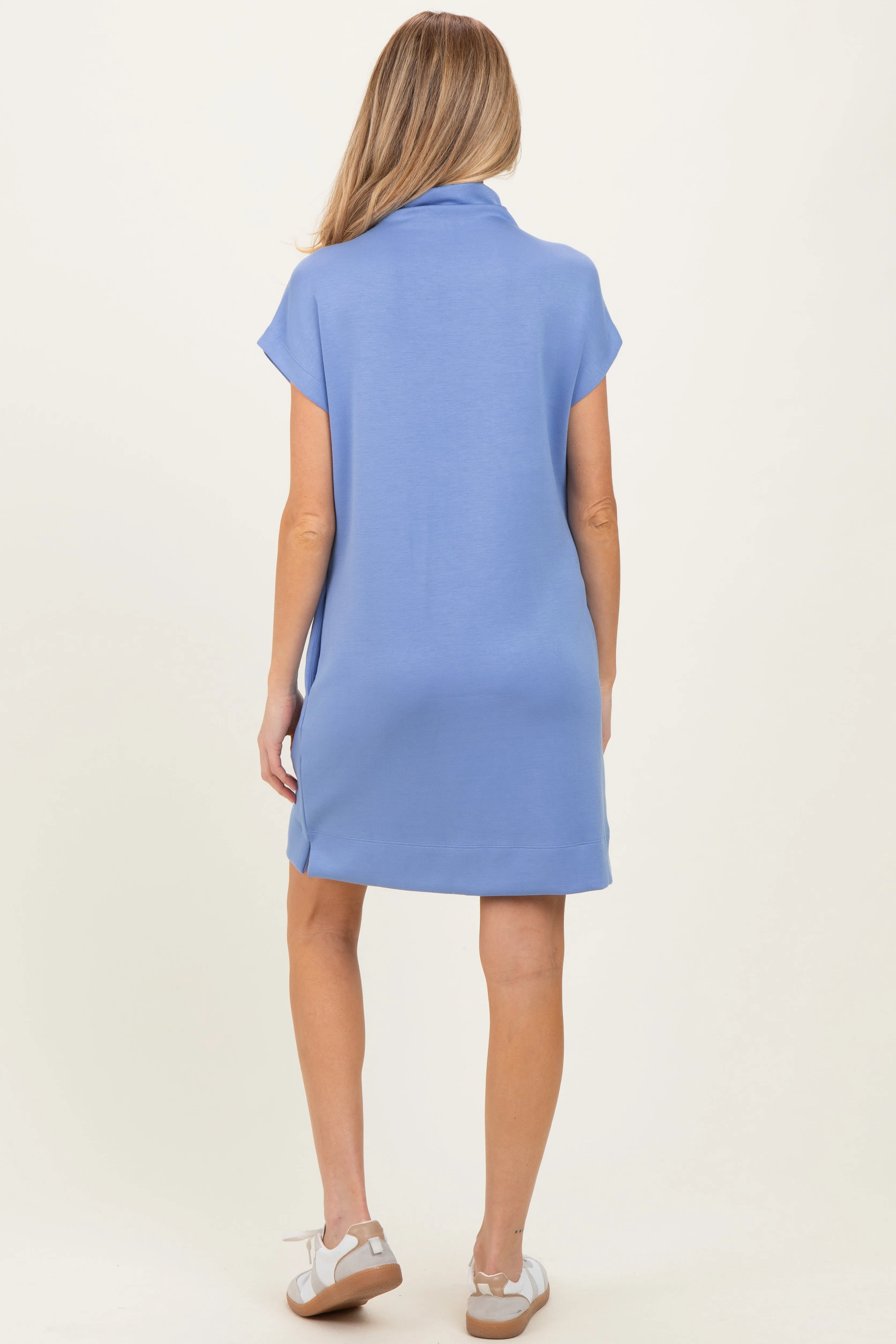 Light Blue Mock Neck Maternity Mini Dress sold by Pinkblush product image thumbnail 4