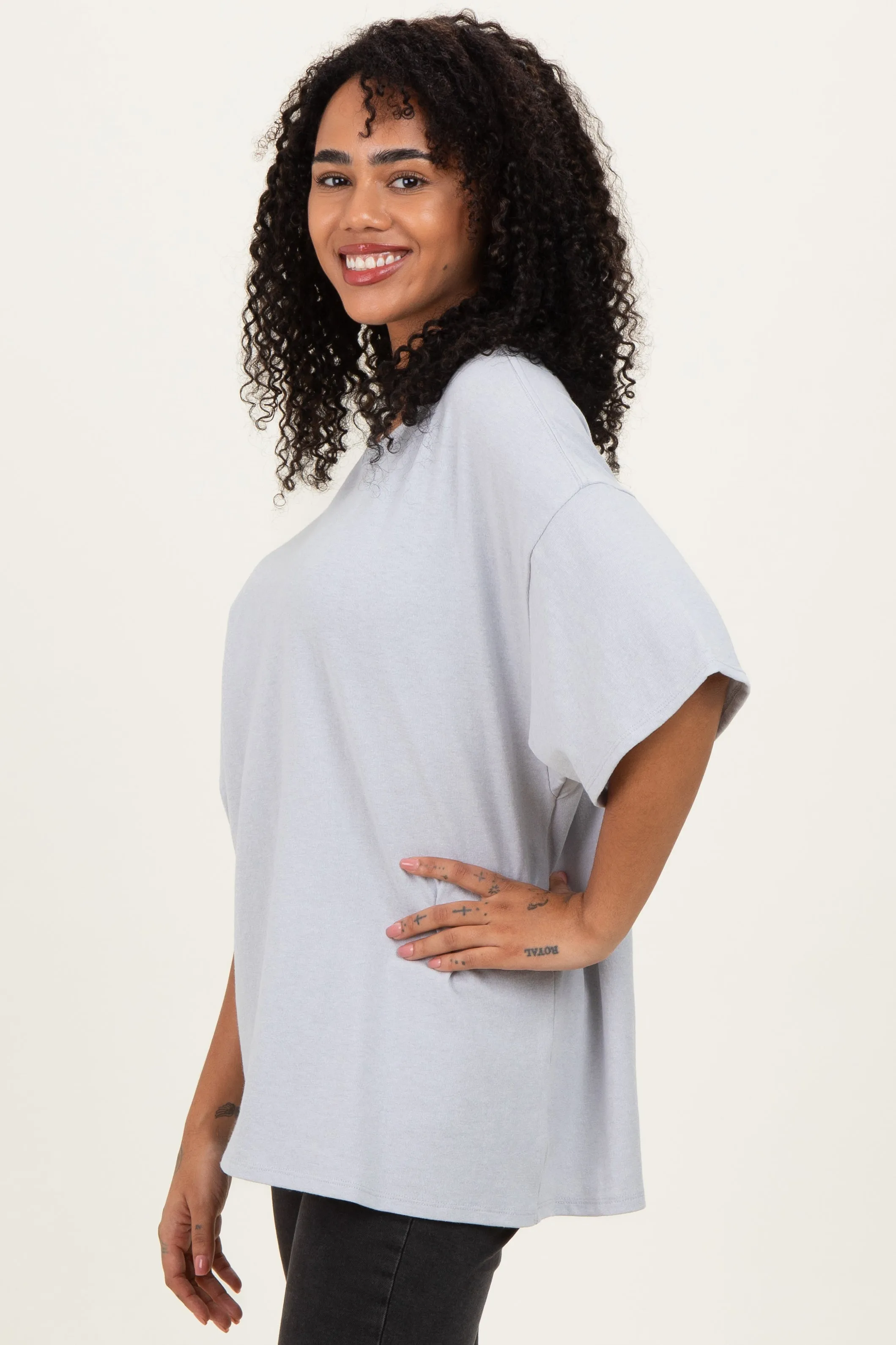 Heather Grey Cotton Oversized Tee sold by Pinkblush product image thumbnail 3