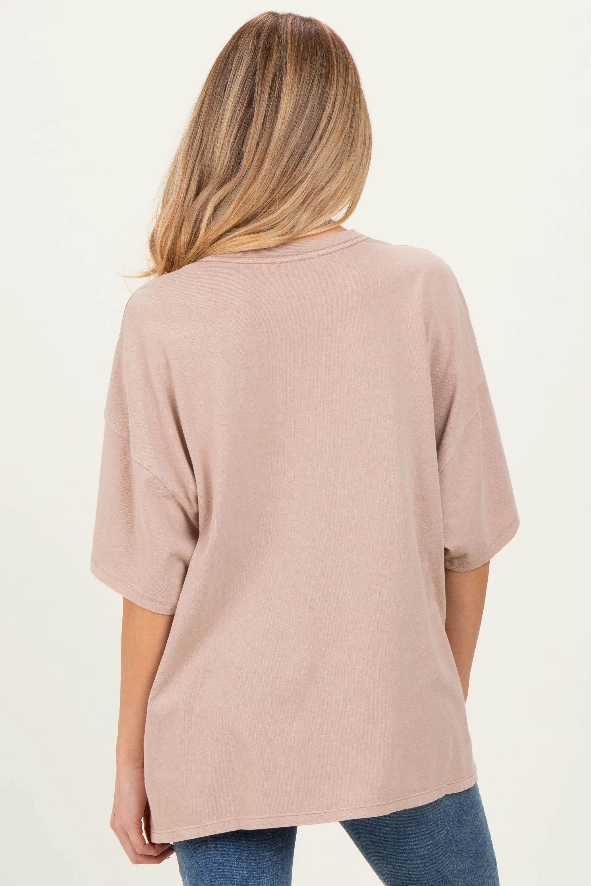 Taupe Oversized Mineral Wash Maternity T-Shirt sold by Pinkblush product image thumbnail 4