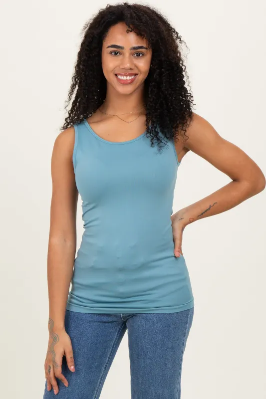Blue Grey nBasic Seamless Tank sold by Pinkblush